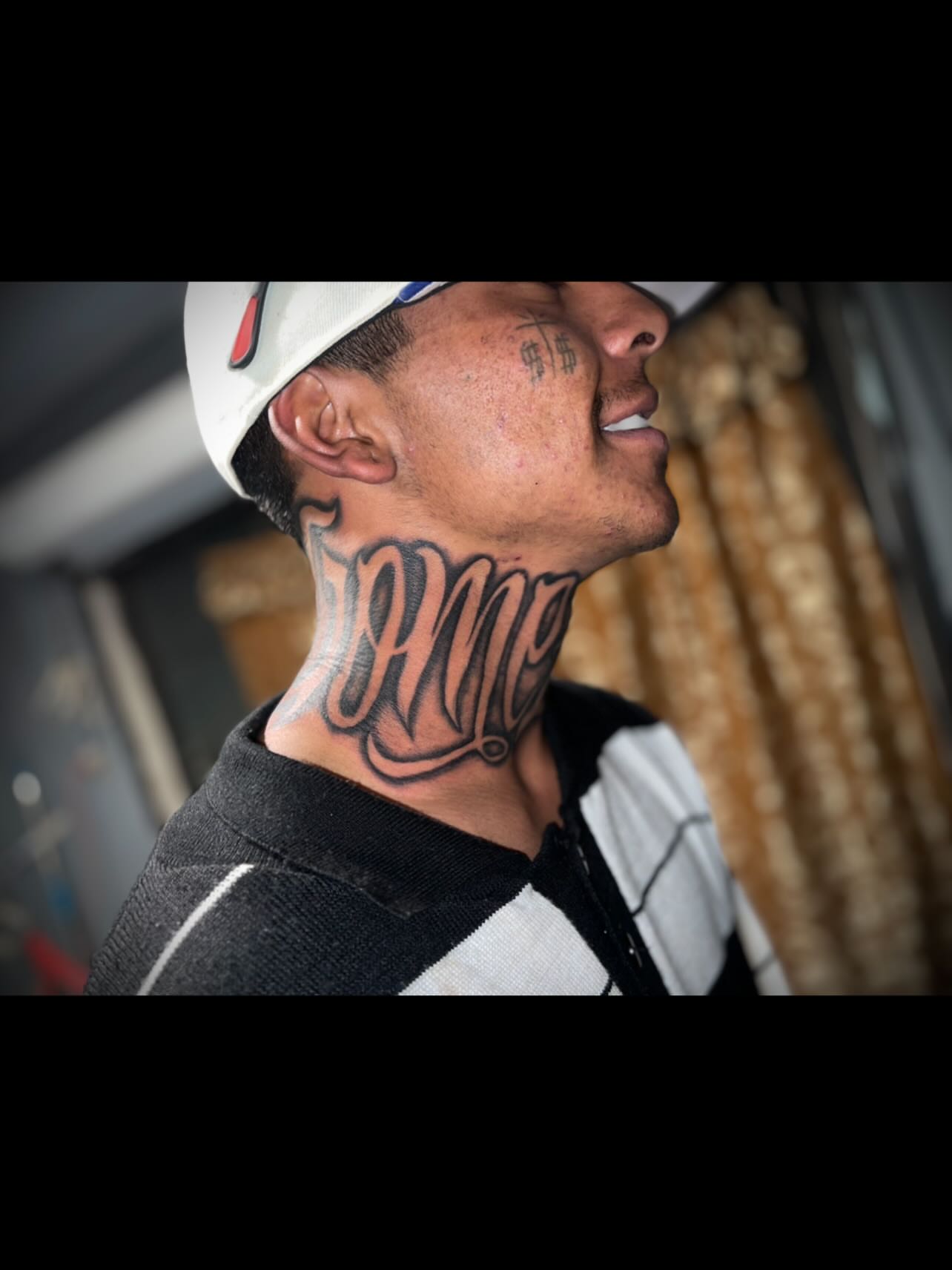 Script lettering lettering script tattoo on the neck by Tu SanchoTattoos