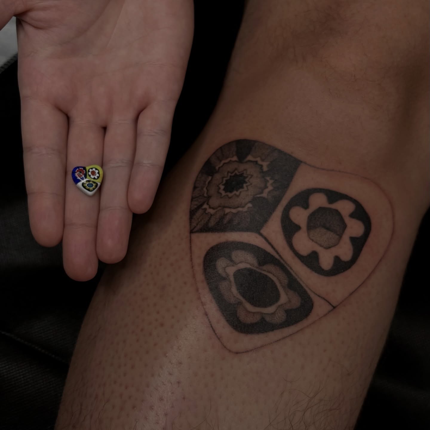 Mechanical gears geometric tattoo on the thigh by ✩gracie ⋆｡°✩