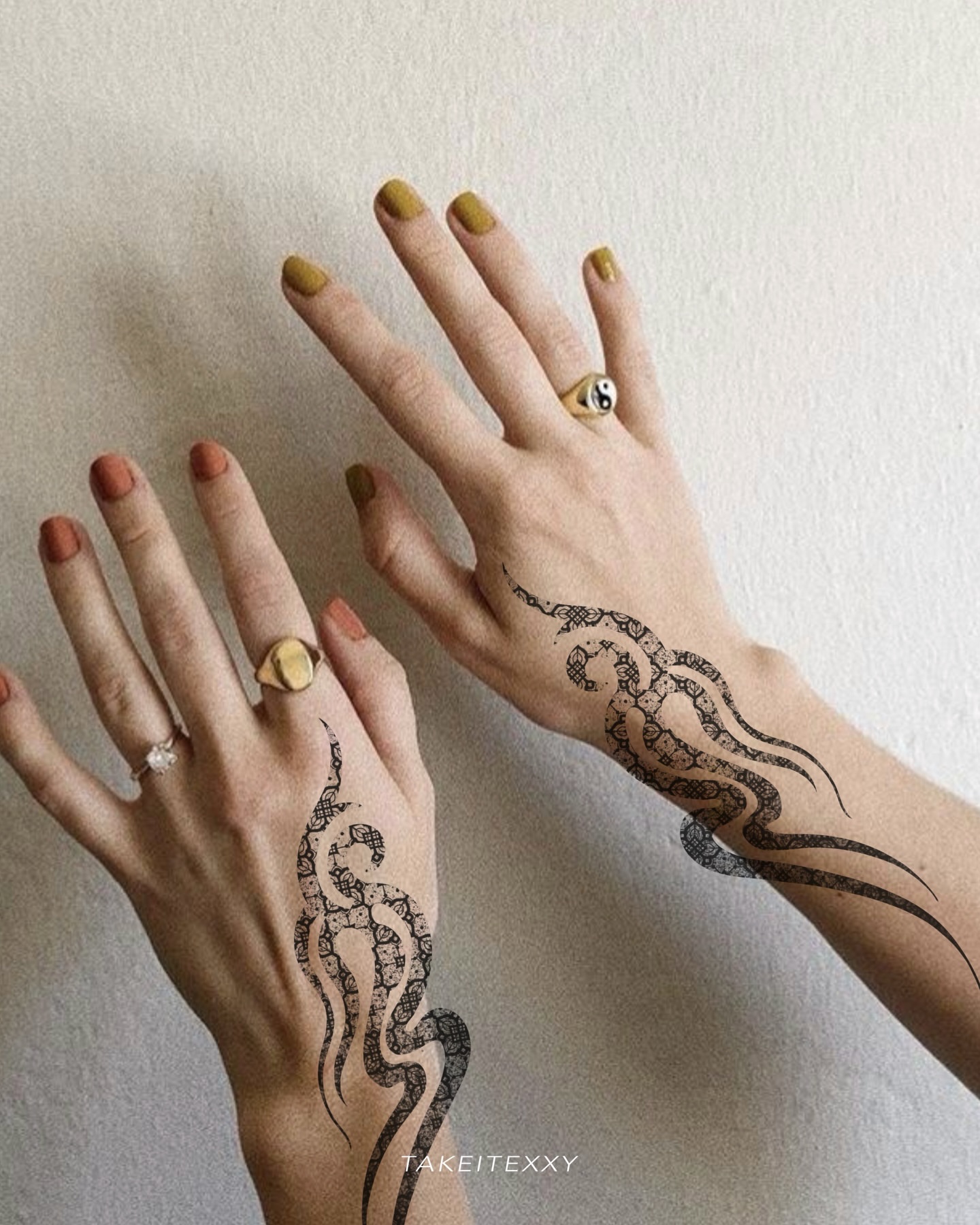 Octopus tentacles black and grey tattoo on the hand by Easy
