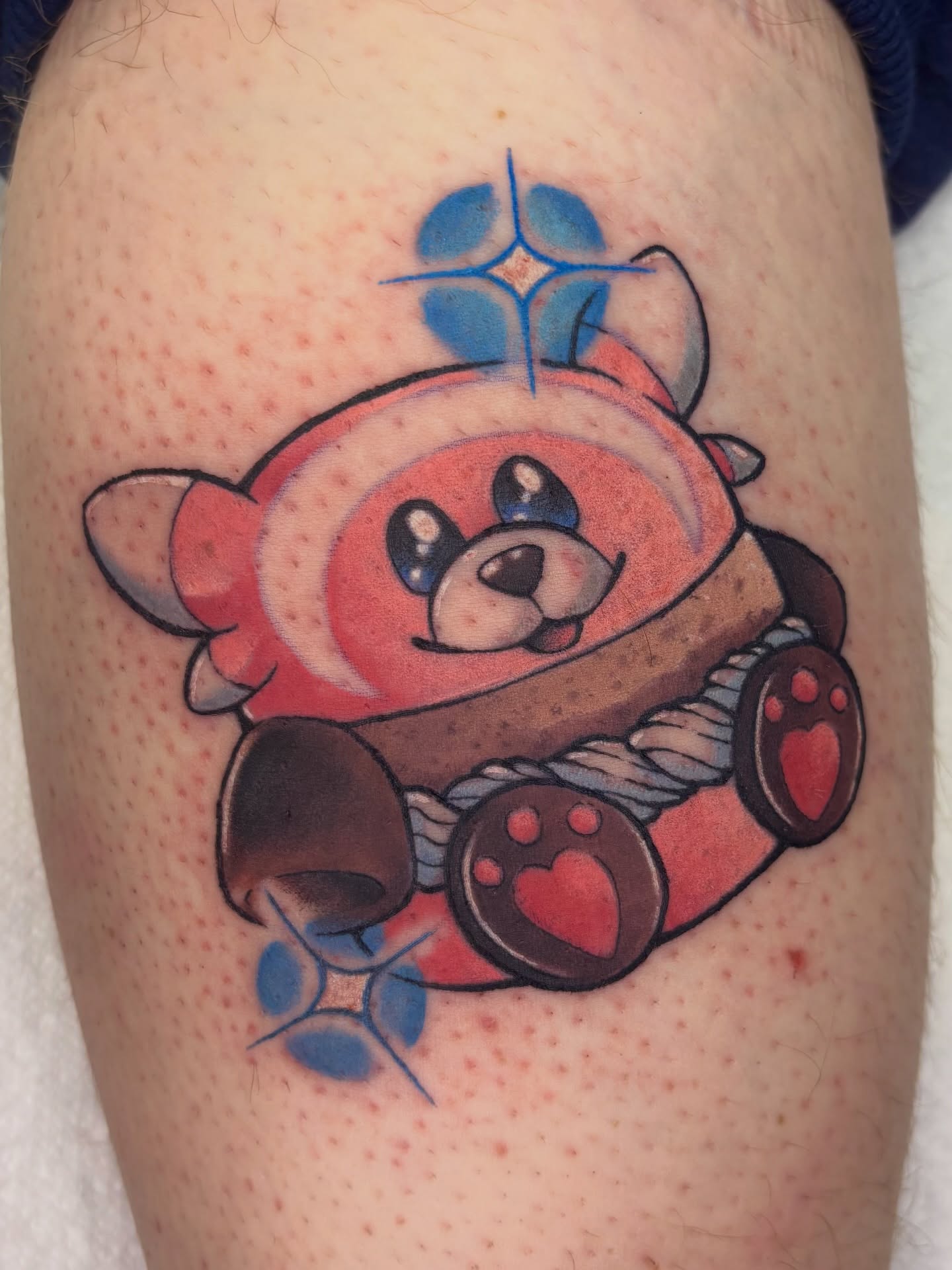 Robotic teddy bear new school tattoo on the forearm by Lilac Rose