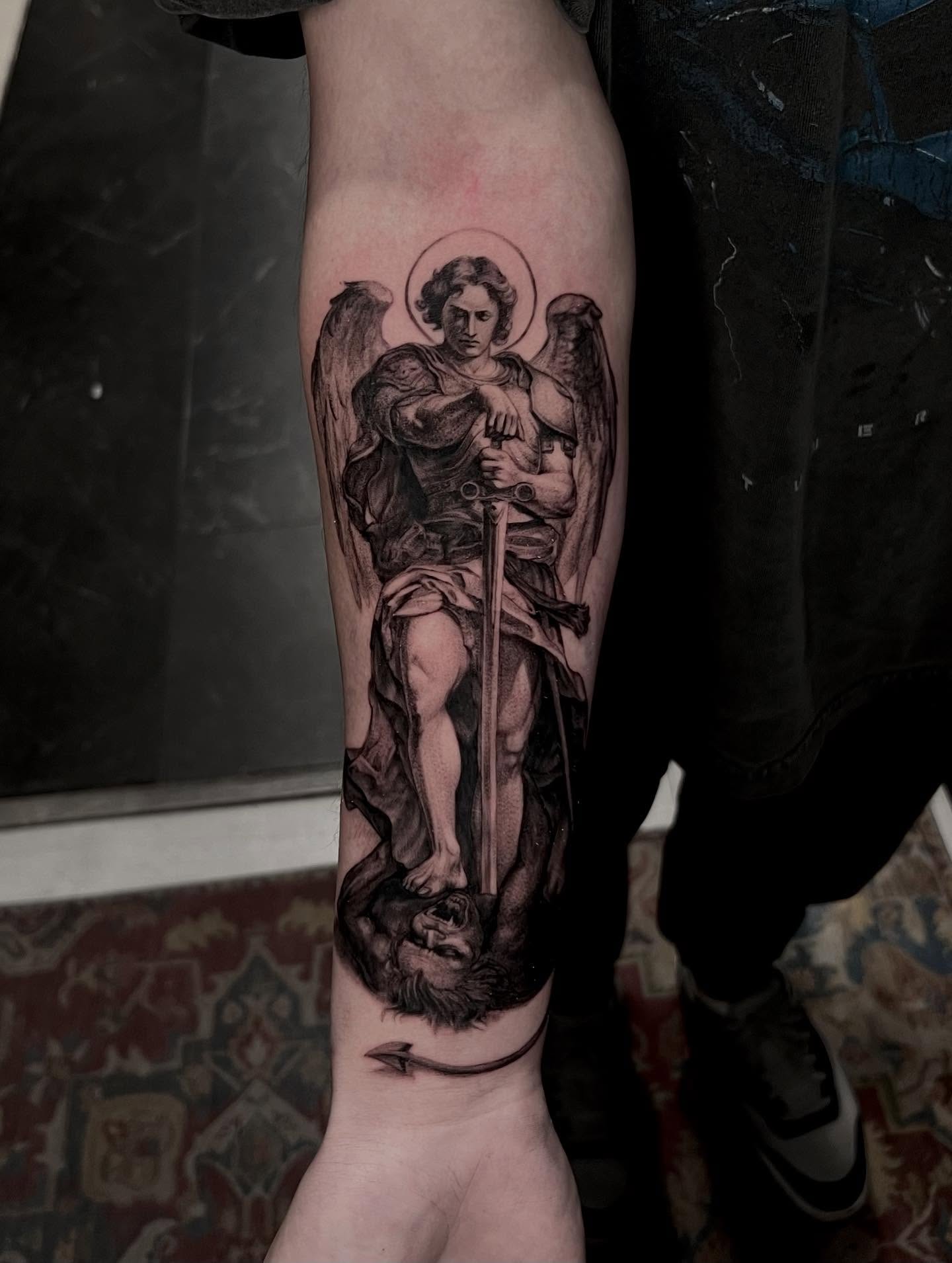Tattoo by @mikejtattooer22 — black_and_grey, realism