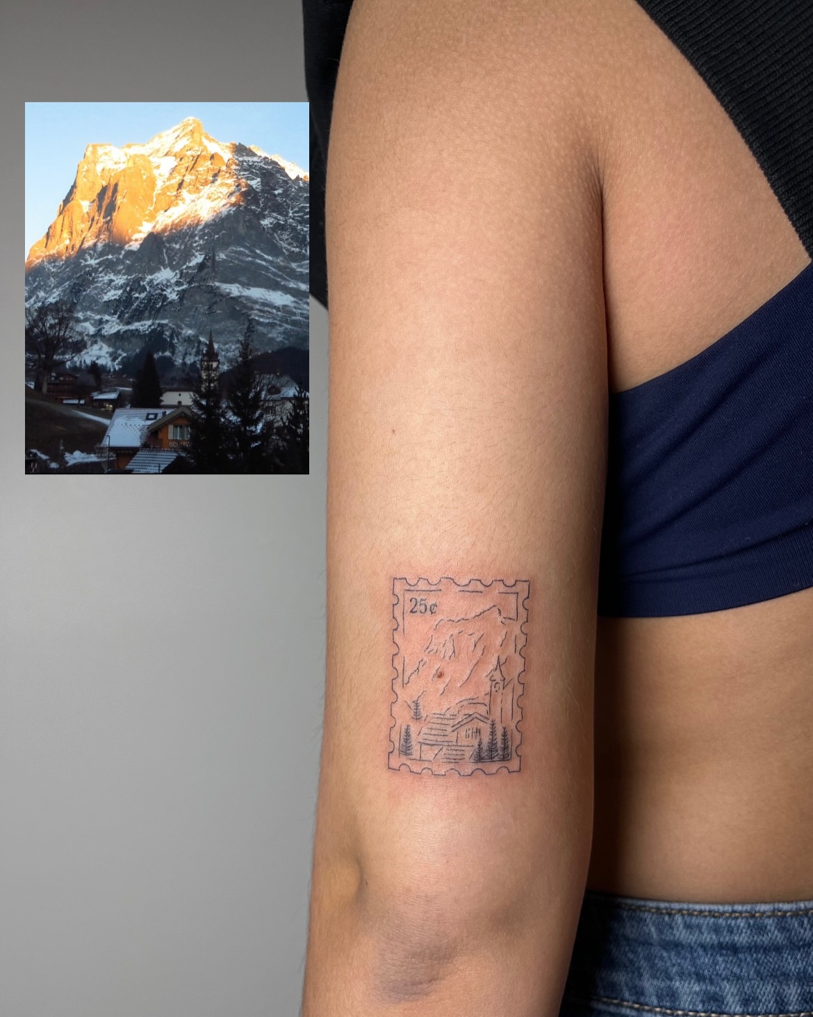 Mountain landscape realism tattoo on the forearm by brinley - fine line tattoos, Crescent Springs, Kentucky