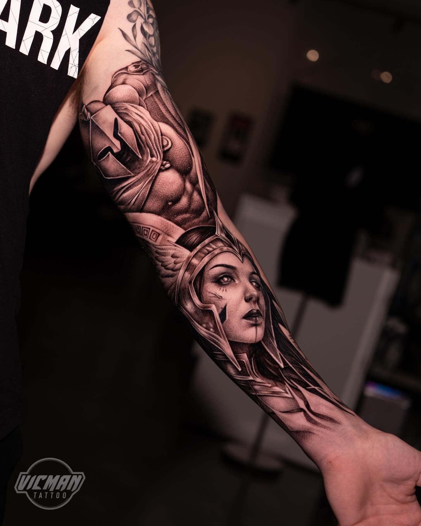 Tattoo by @vicmantattooartist — realism, black_and_grey
