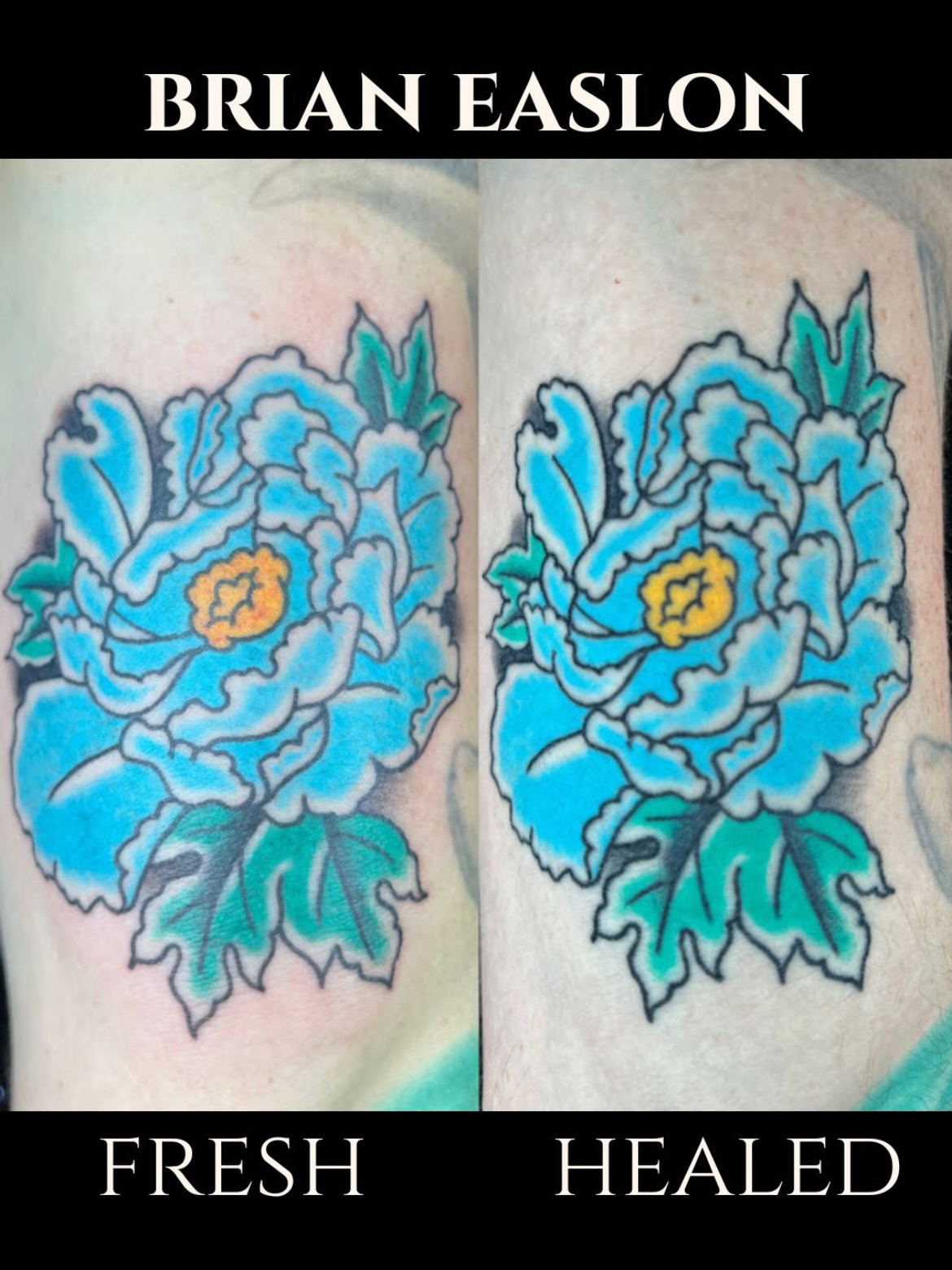 Peony American traditional tattoo on the forearm by Brian Easlon