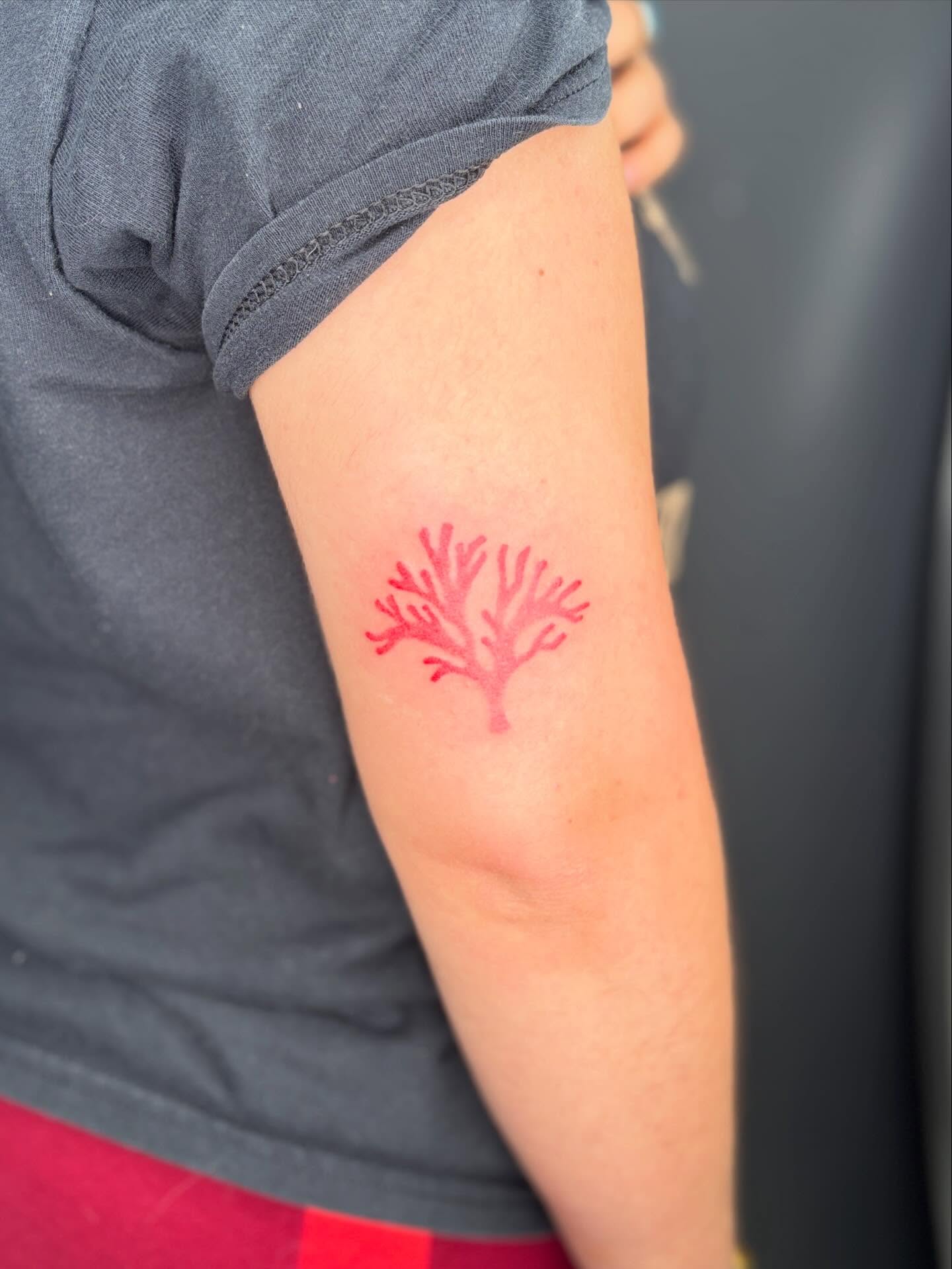 Coral dotwork tattoo on the forearm by ꜱʜɪʀʟᴇʏ