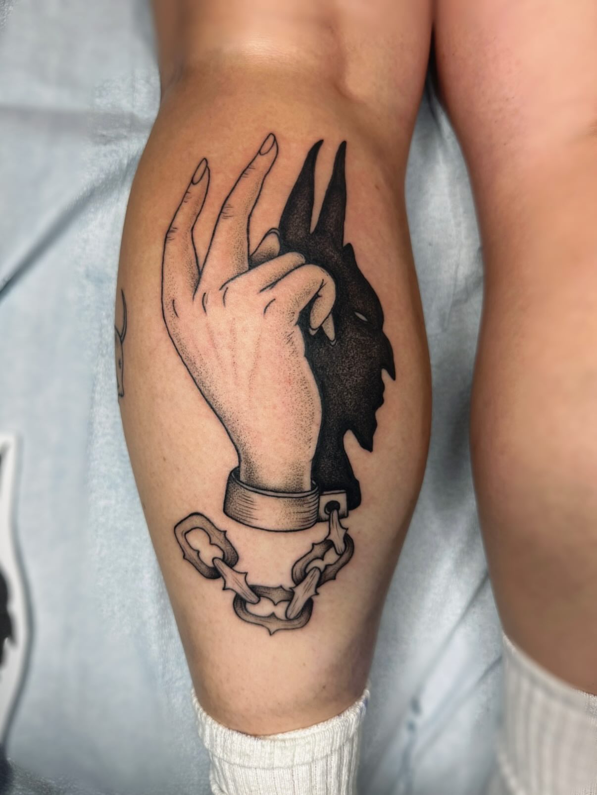Hand and dragon black and grey tattoo on the forearm by π½πππππ π½πππππππ, New Orleans, Louisiana