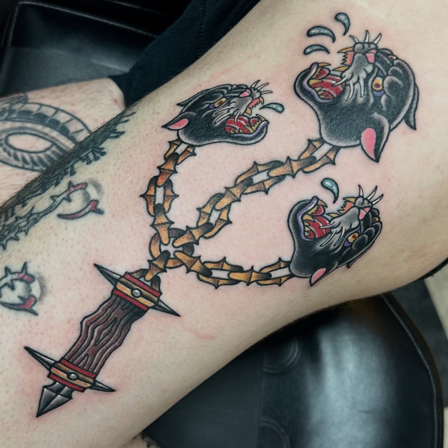 Tattoo by @calvinvoncrush — american_traditional, geometric