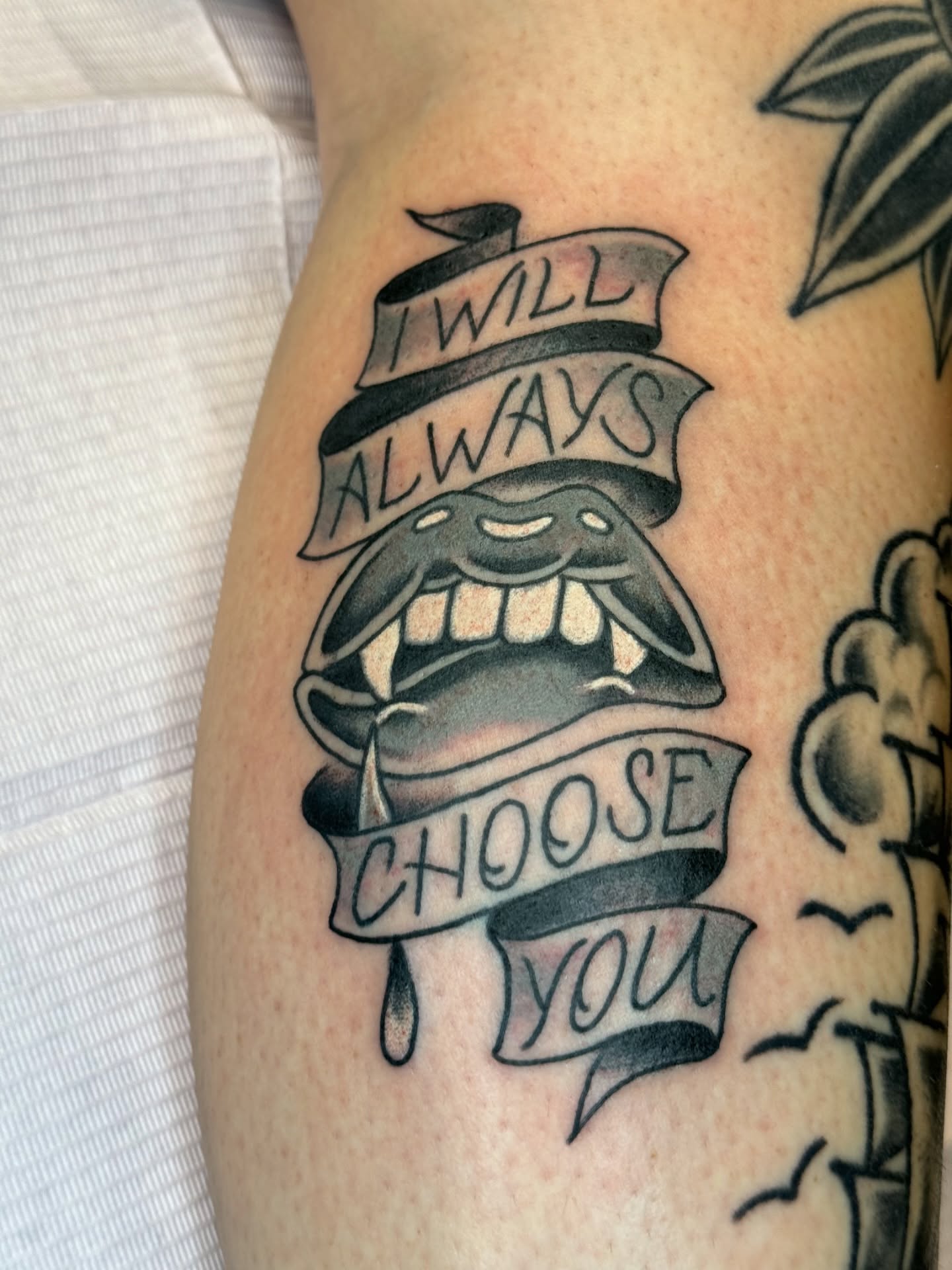 I will always choose you American traditional tattoo on the forearm by Marc Brotemarkle