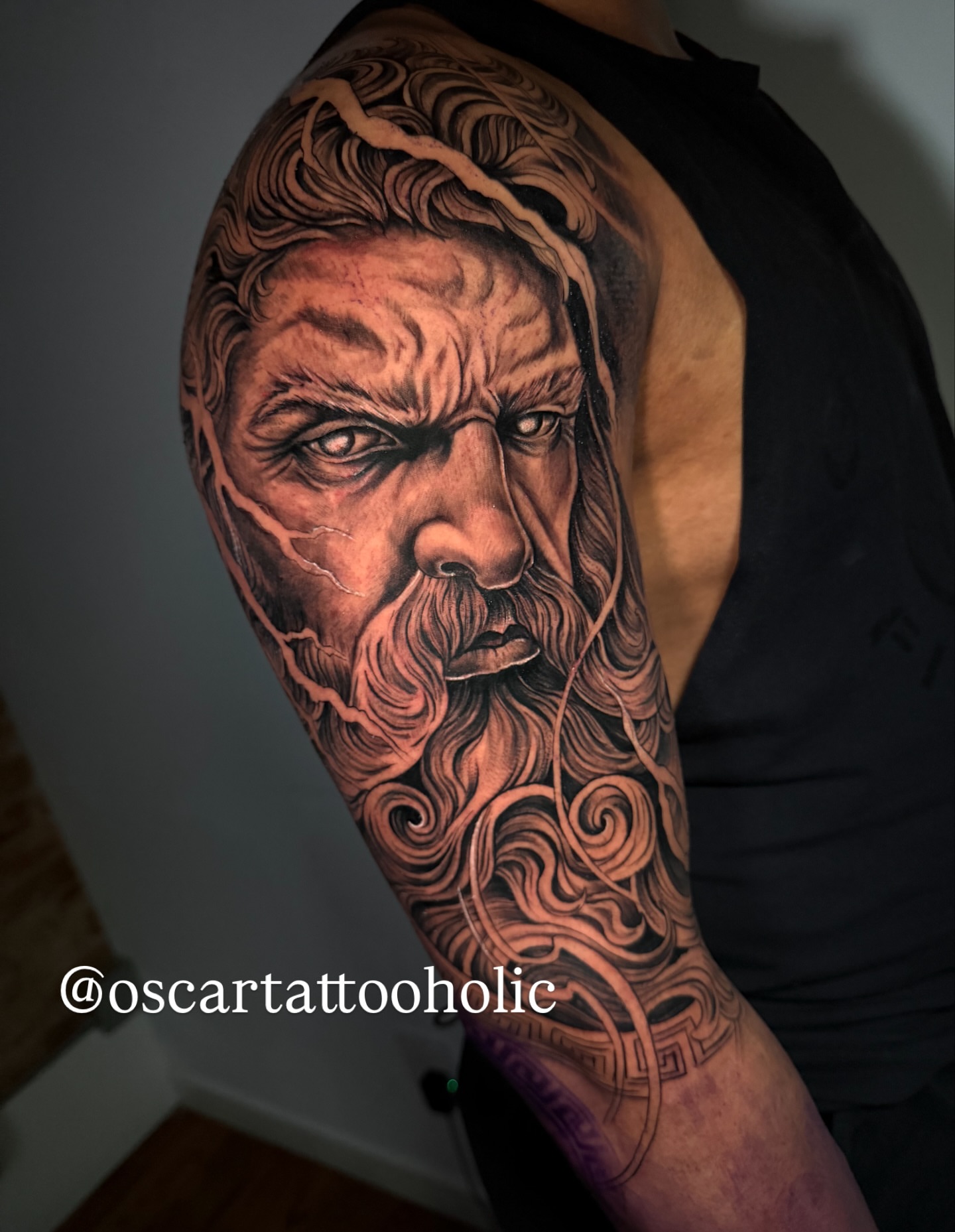 Tattoo by @oscartattooholic — realism, black_and_grey