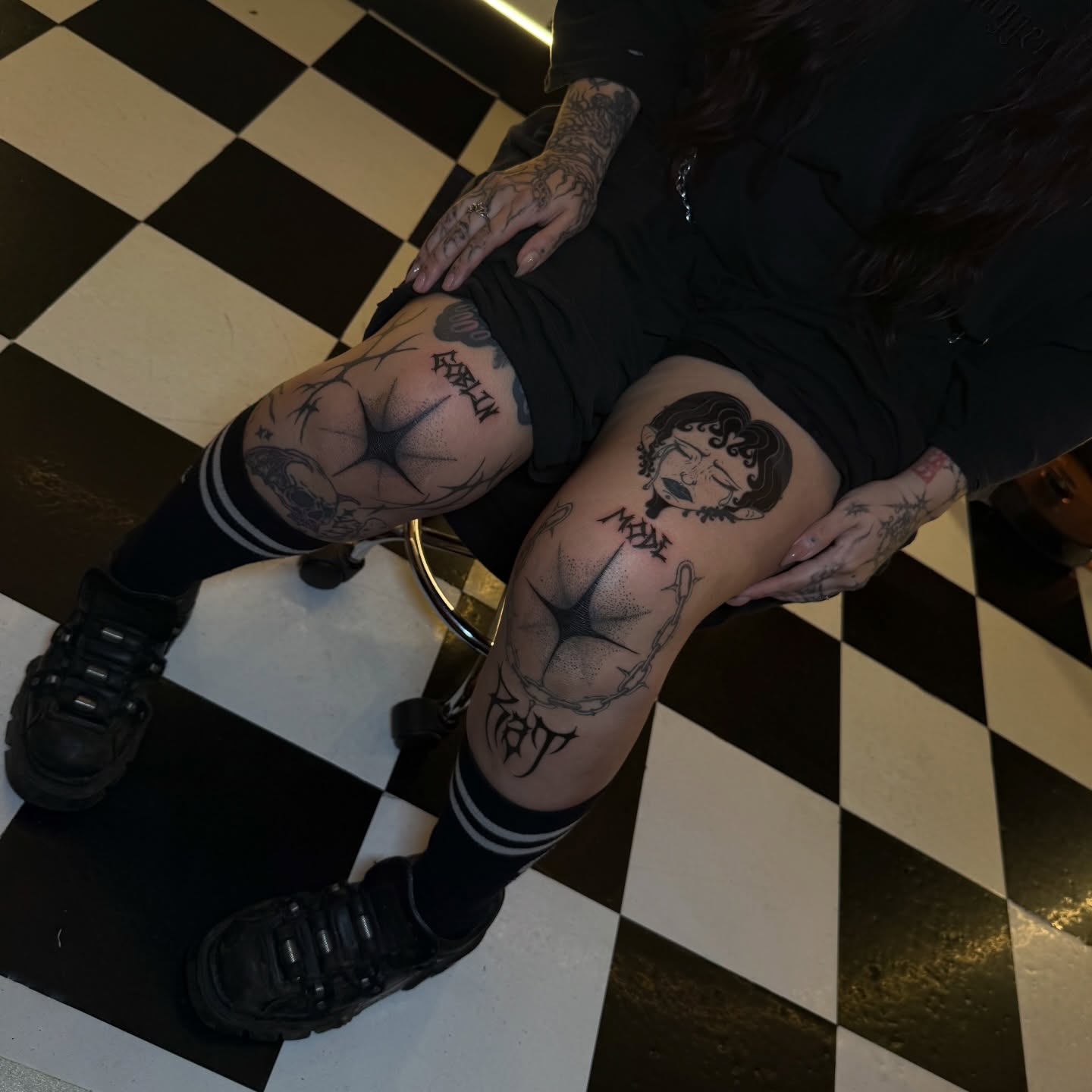 Tattoo by @vsgoblintatts — dotwork, black_and_grey