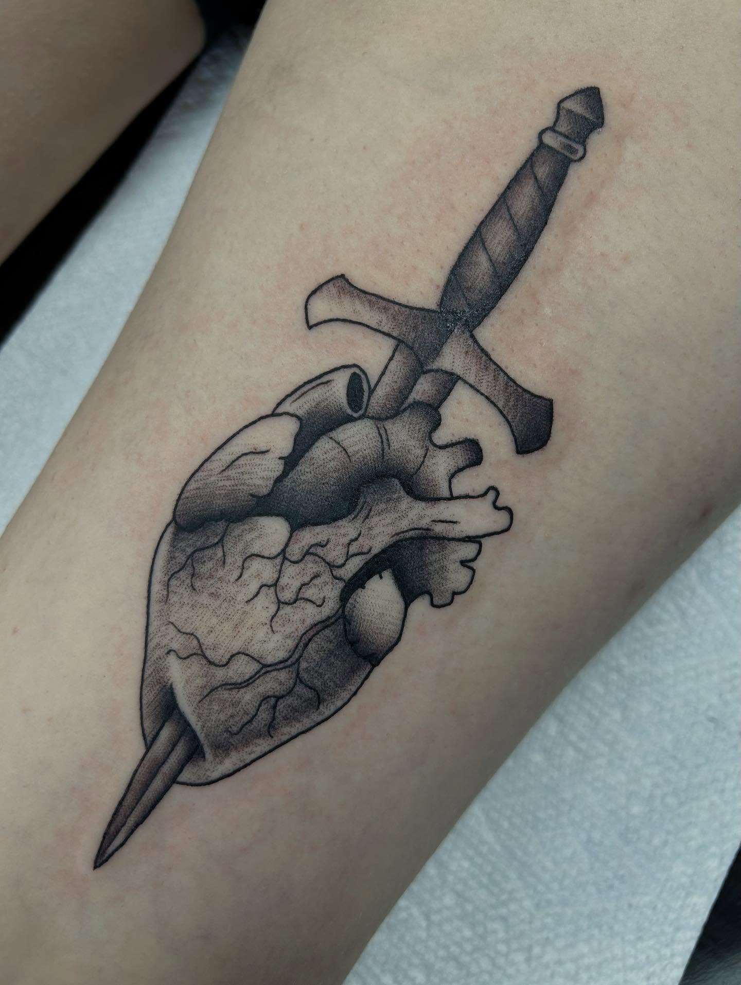 Tattoo by @skeletonkeytattoos — black_and_grey