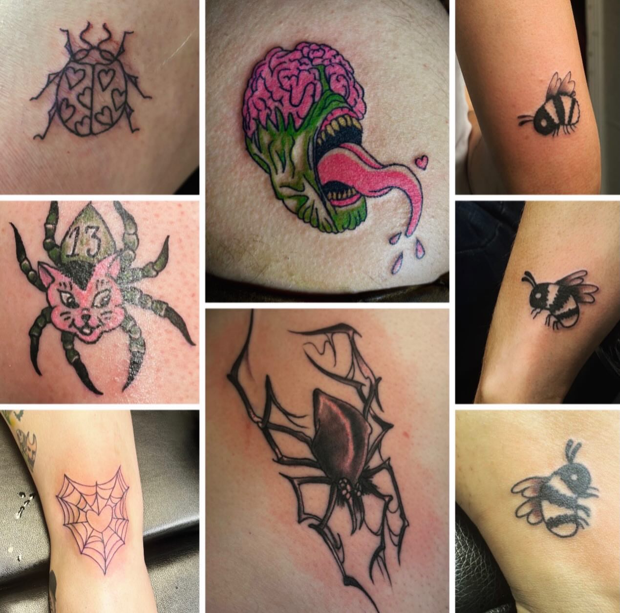 Spider American traditional tattoo on the upper arm by Rayne