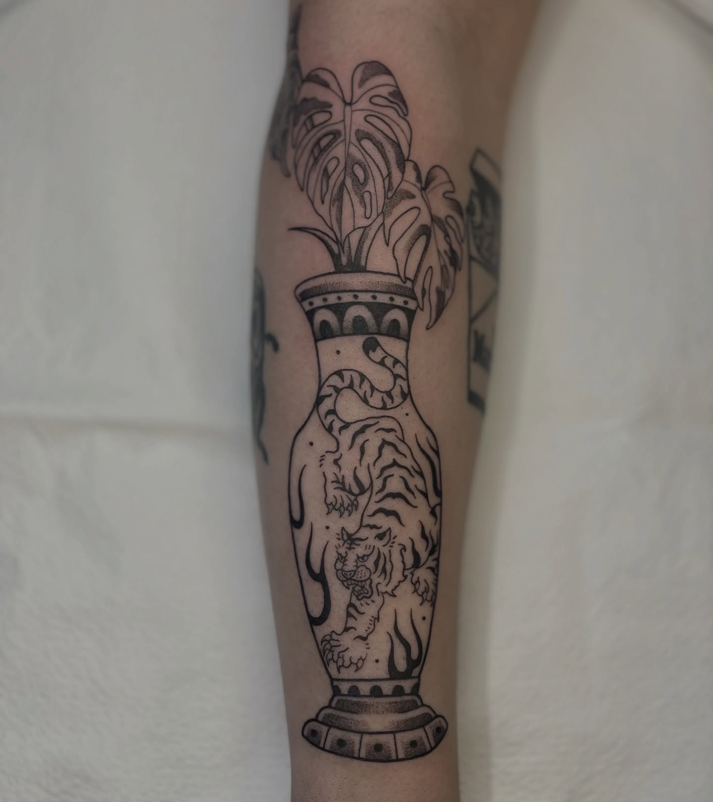 Tattoo by @fleabagtattoos — black_and_grey