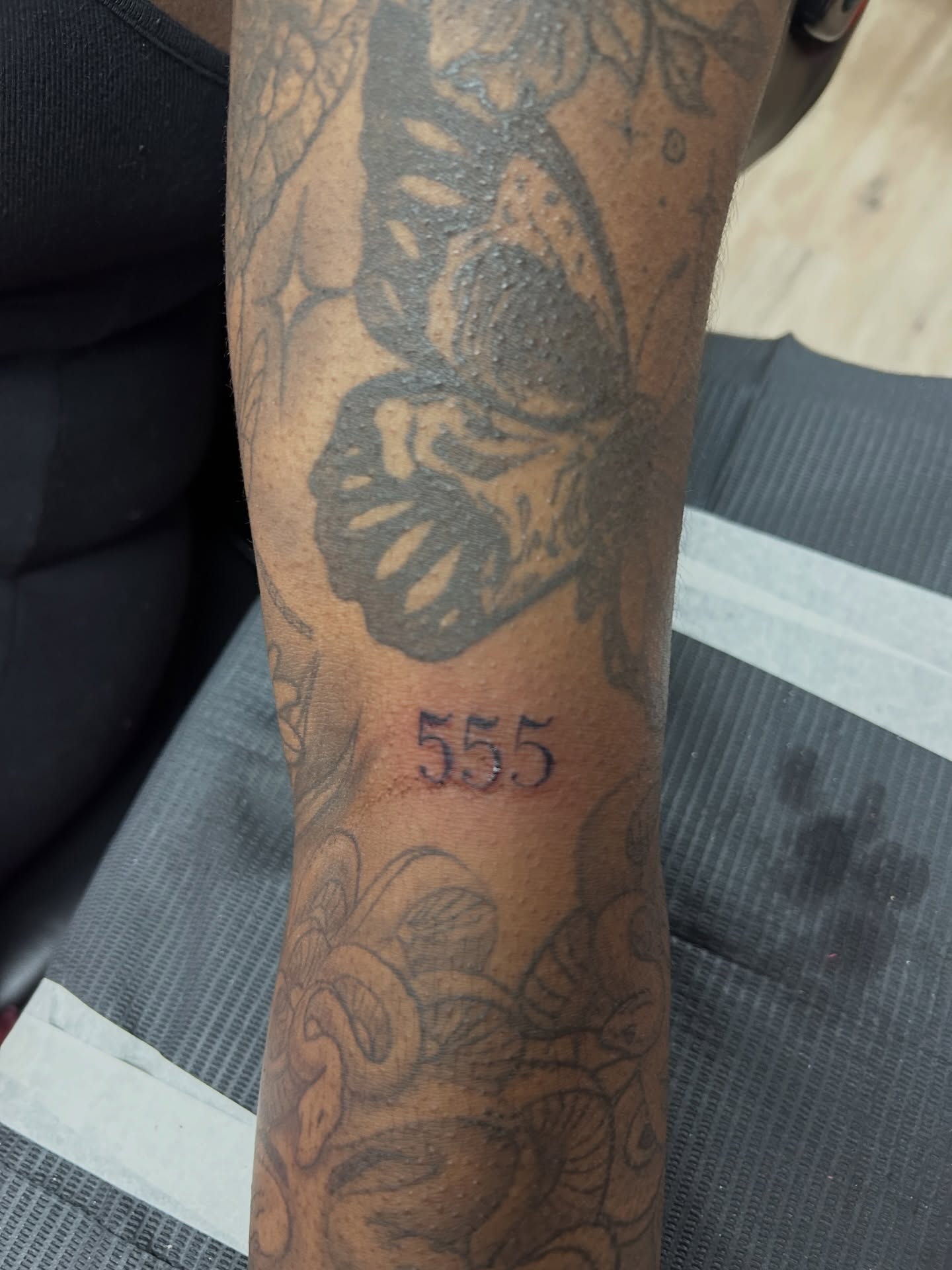 Numbers black and grey tattoo on the forearm by Jessica π
