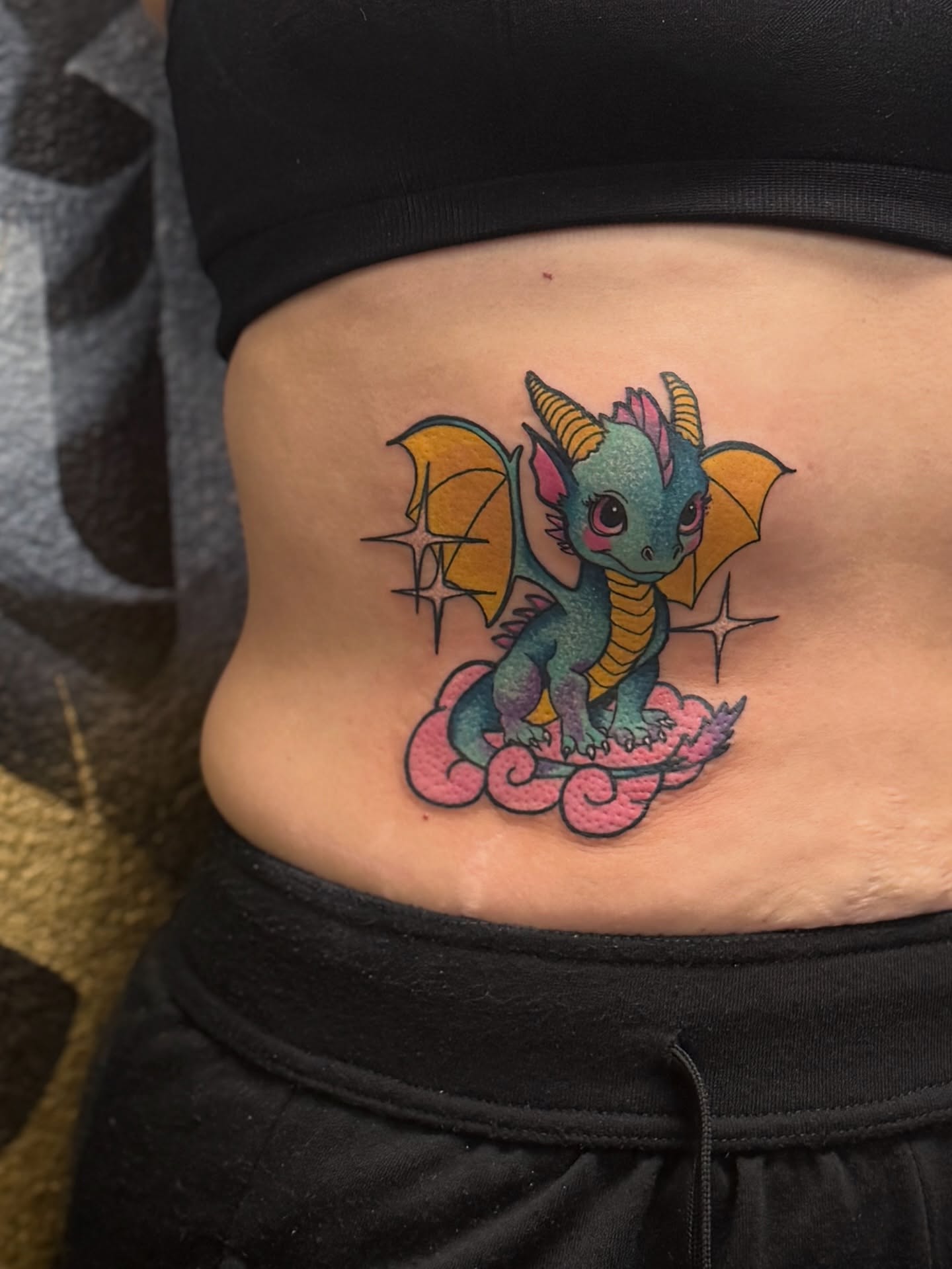 Mythical creature new school tattoo on the torso by ♡ 𝒜𝓂𝒾𝓃𝒶 𝐵𝒽𝒶𝓉𝓉𝒾 ♡