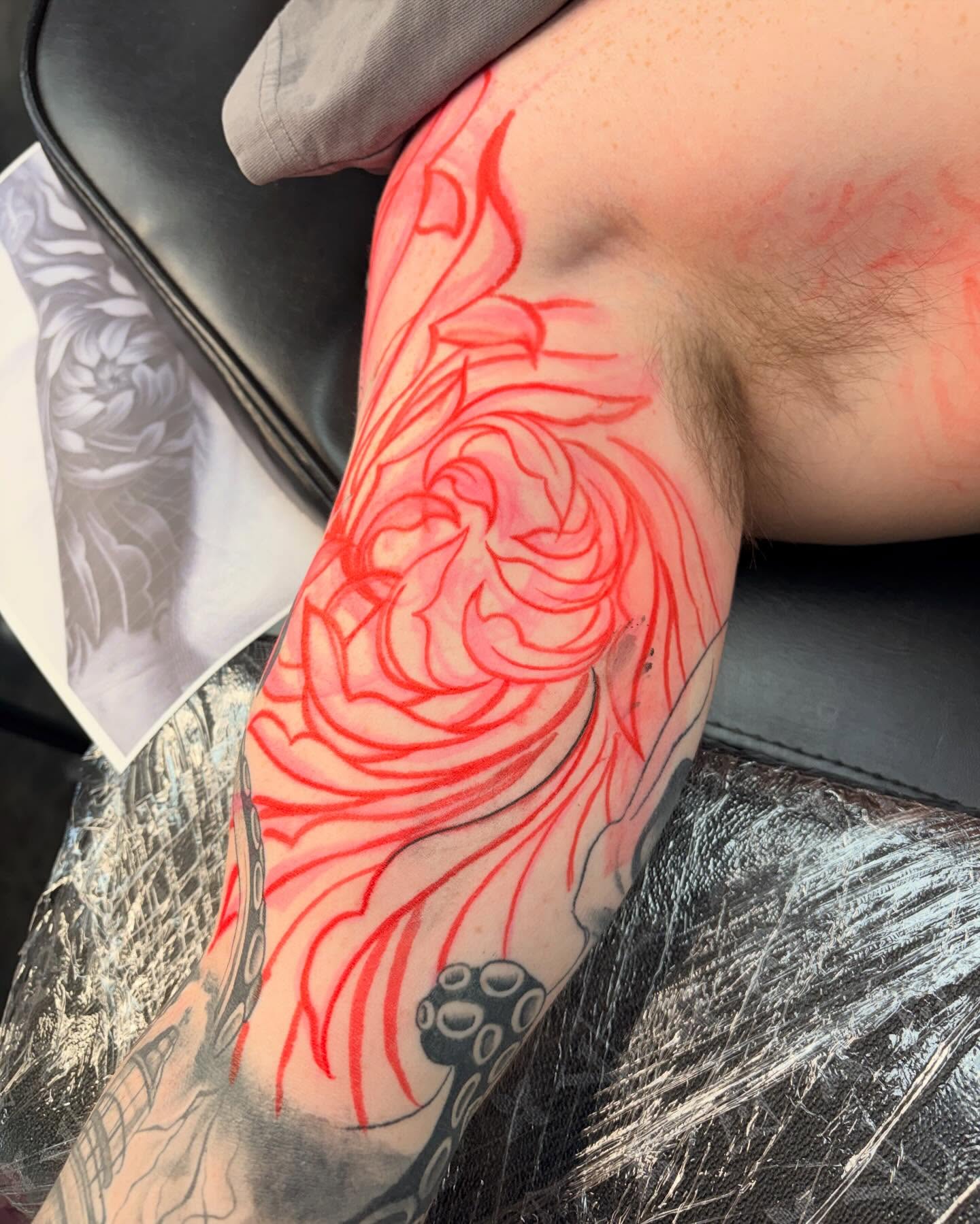 Rose American traditional tattoo on the forearm by Avery Mullins