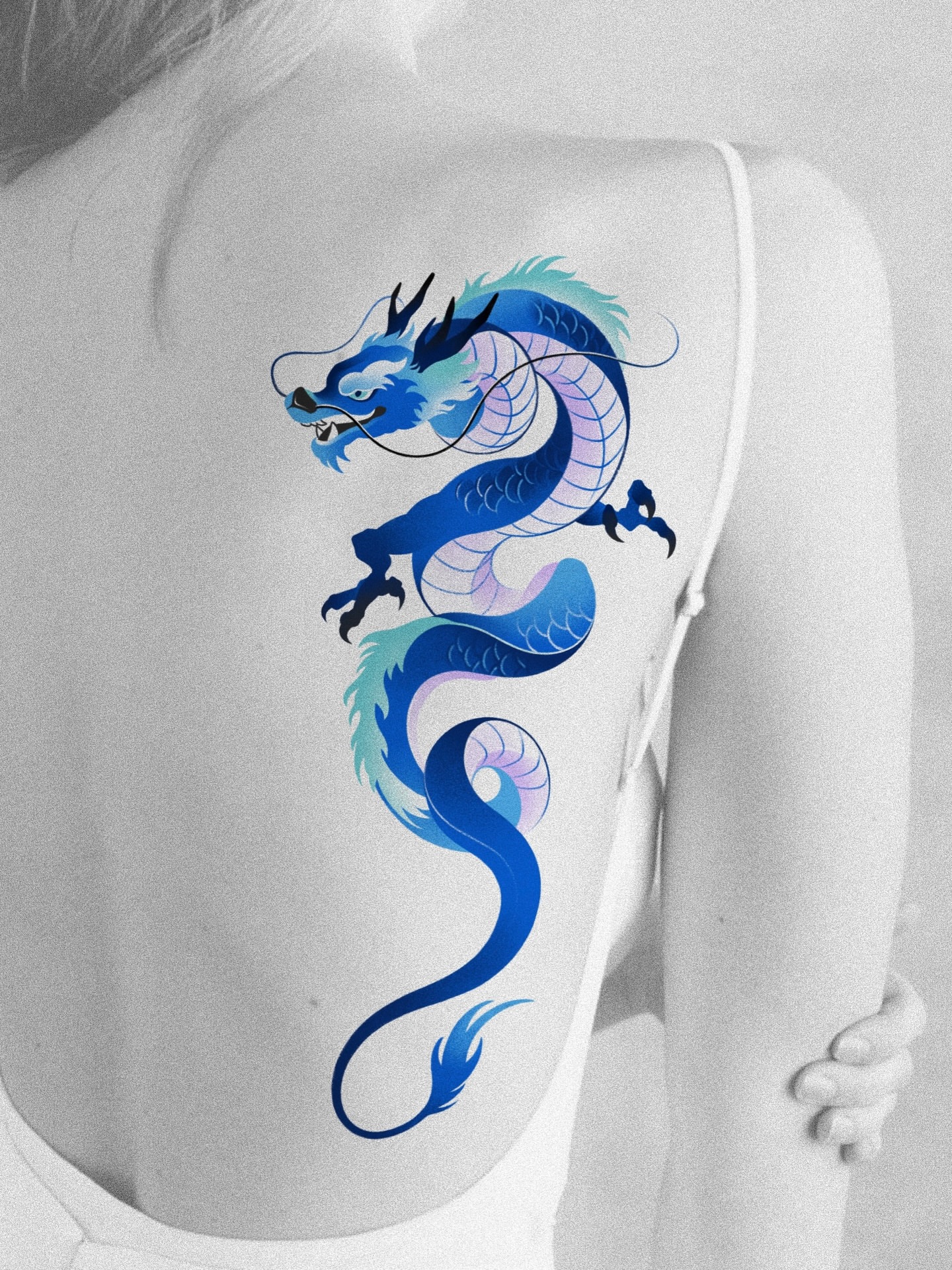 Dragon dotwork tattoo on the shoulder by 라이브 Live