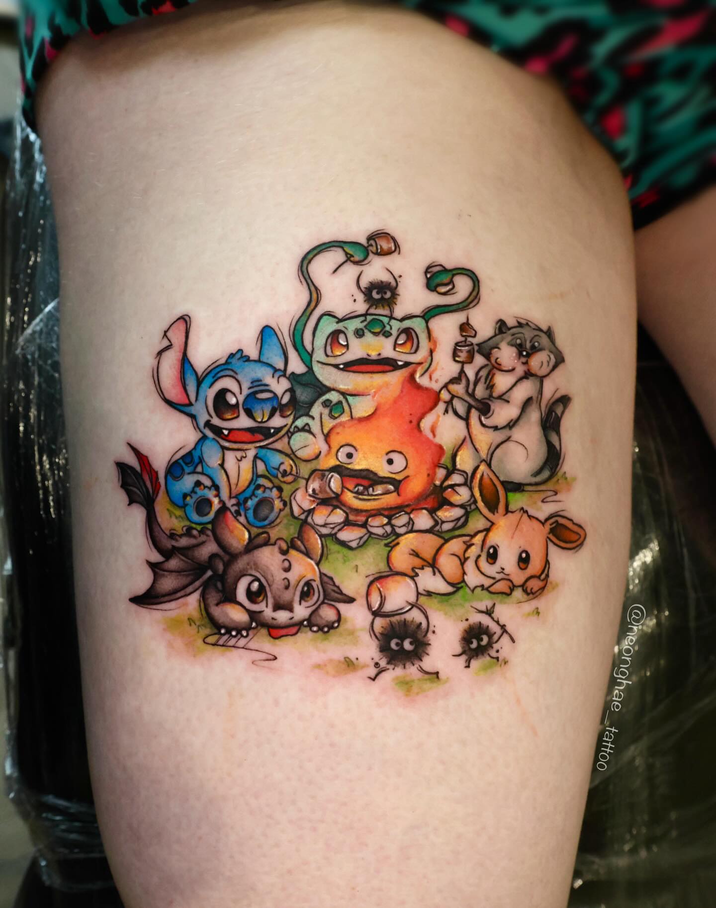 Tattoo by @neonghae — dotwork, watercolor