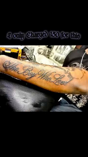 Tattoo by @mx.sweetteetatts โ lettering_script, black_and_grey