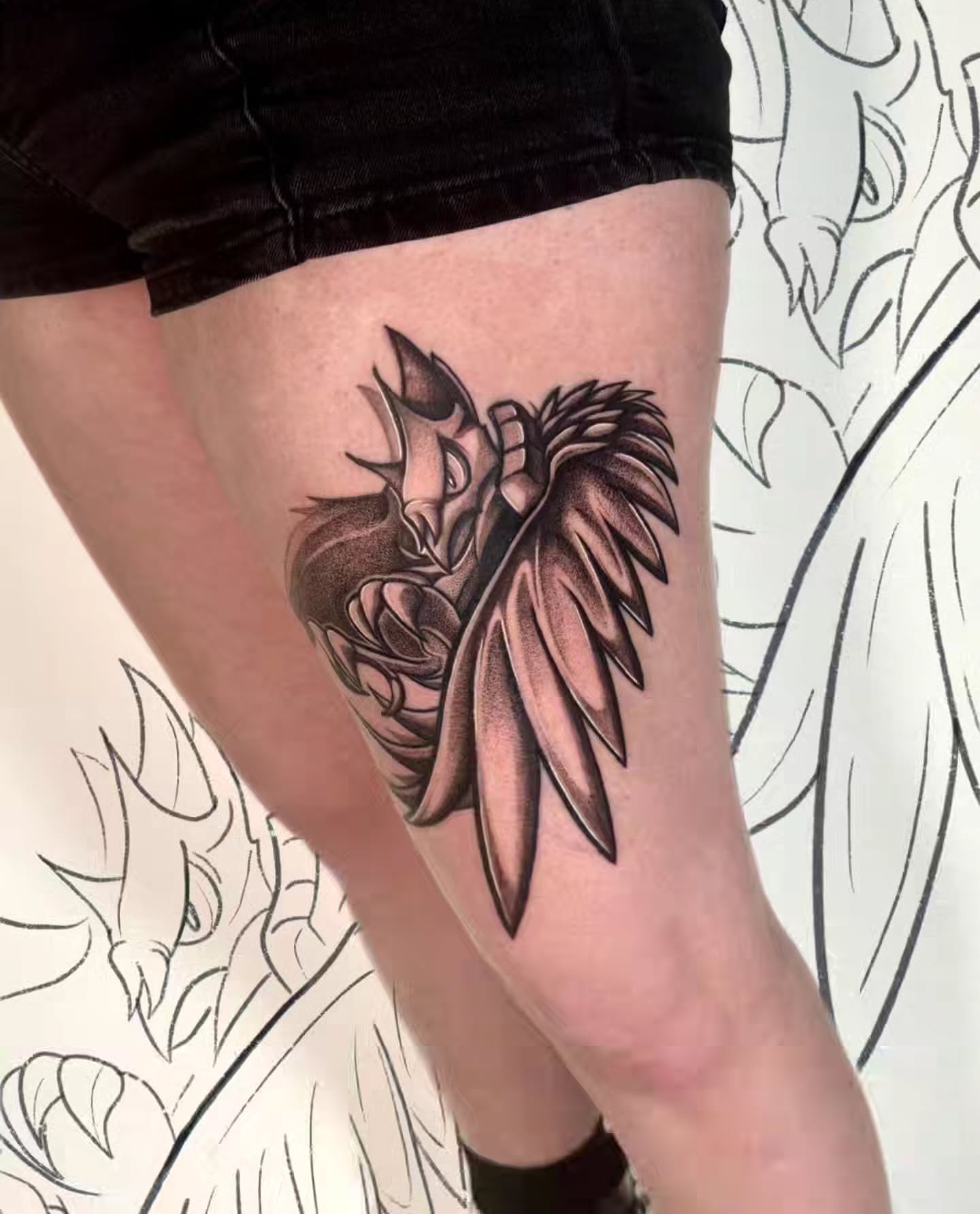 Tattoo by @owlliemoontattoo — black_and_grey