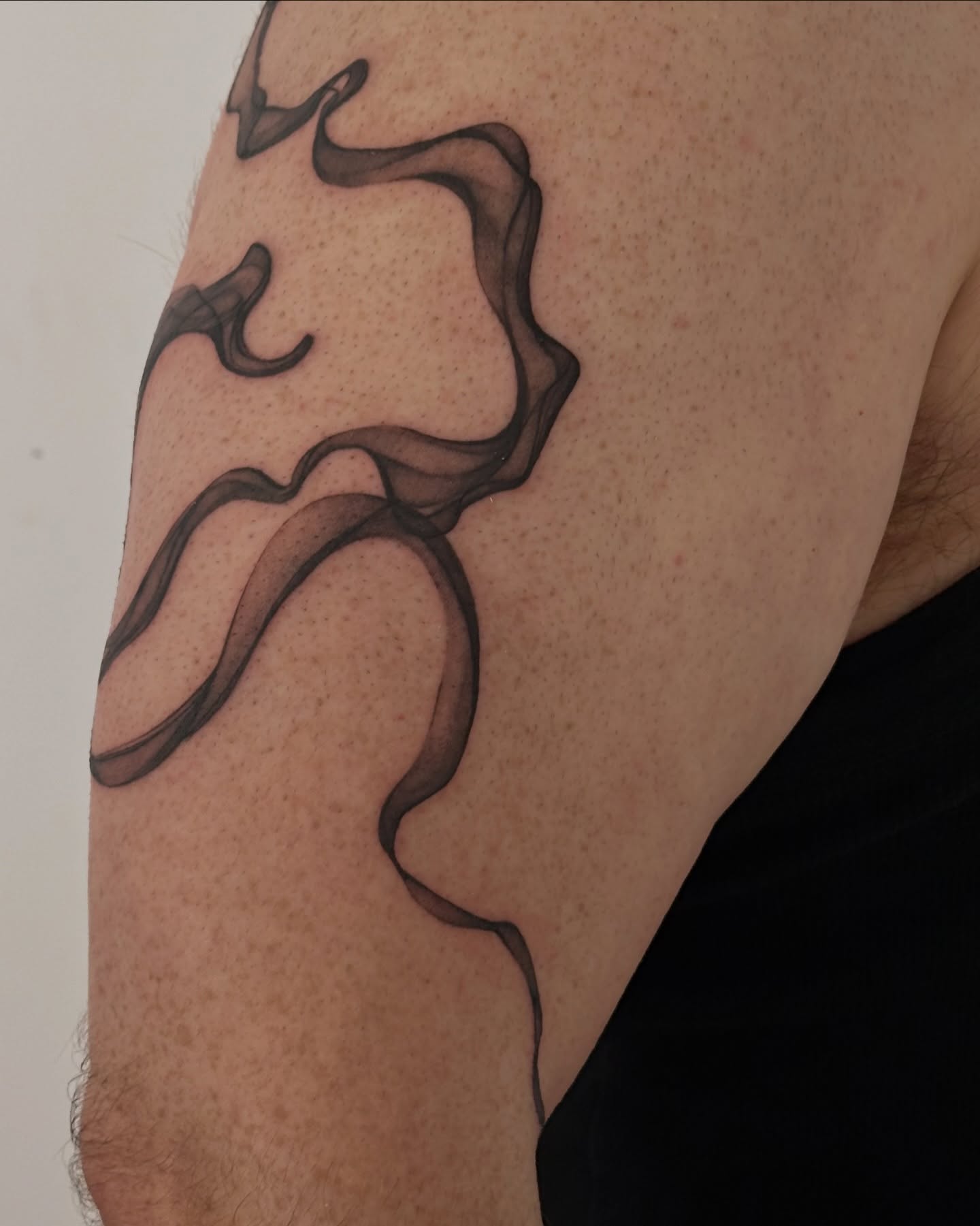 Abstract smoke black and grey tattoo on the forearm by Soohee Jin✨ NYC tattoo artist