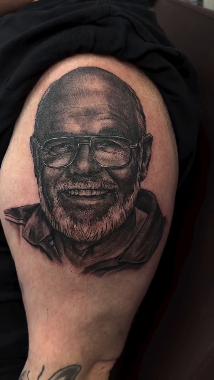 Tattoo by @rockemtatts — realism, black_and_grey