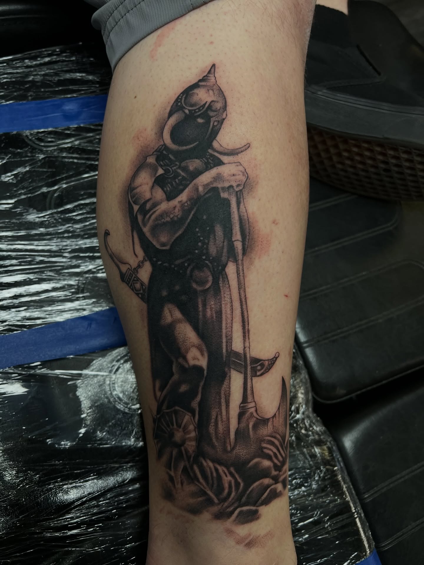 Warrior with spear realism tattoo on the forearm by Jericho Las Vegas tattoo artist, Las Vegas, Nevada