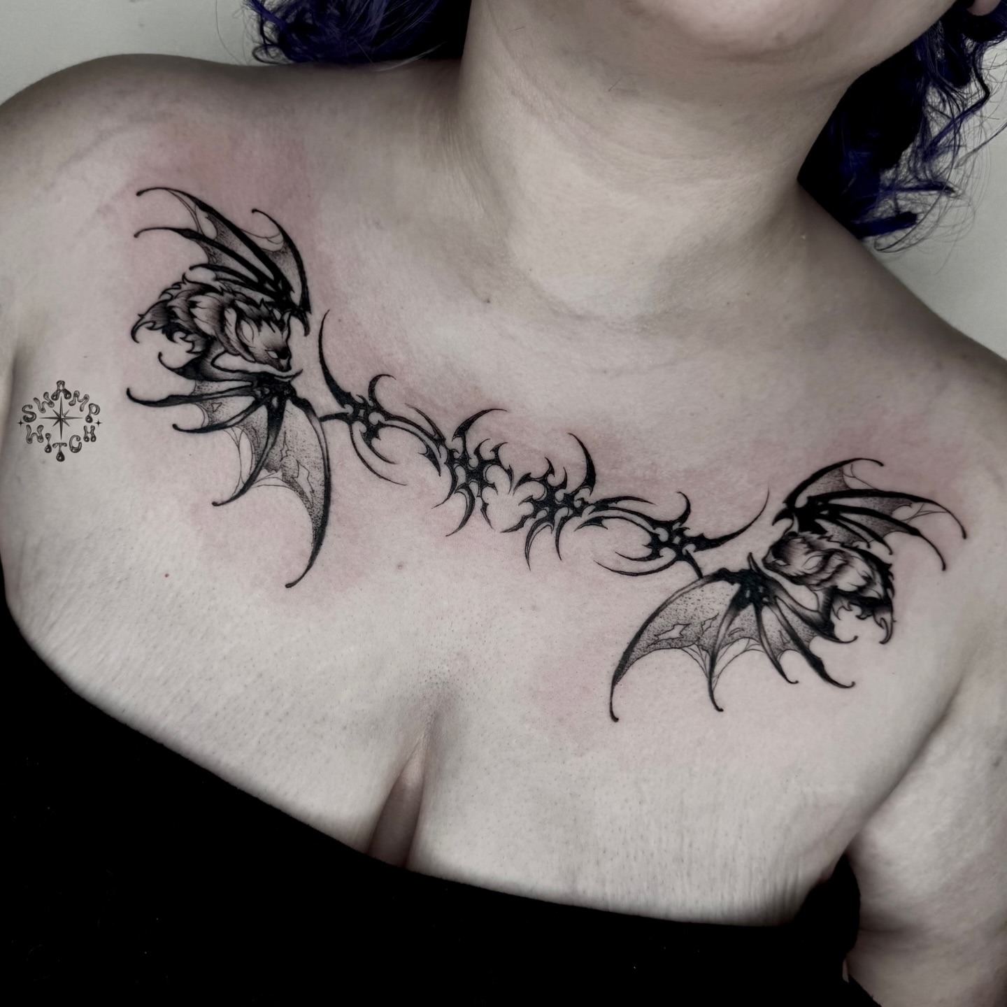 Tattoo by @swamp.witch.tattoos โ black_and_grey, tribal