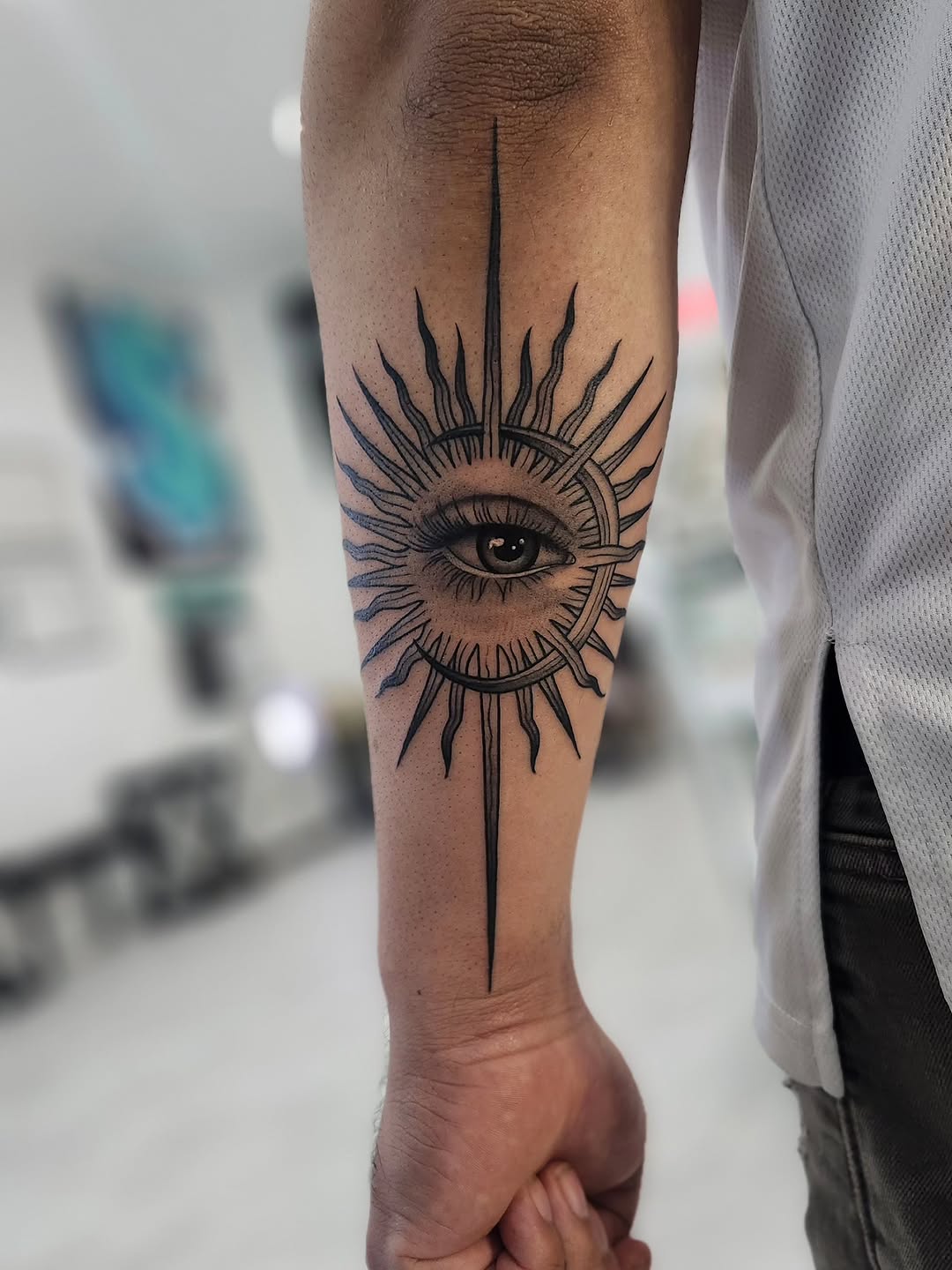 Tattoo by @htx_herc — black_and_grey, geometric