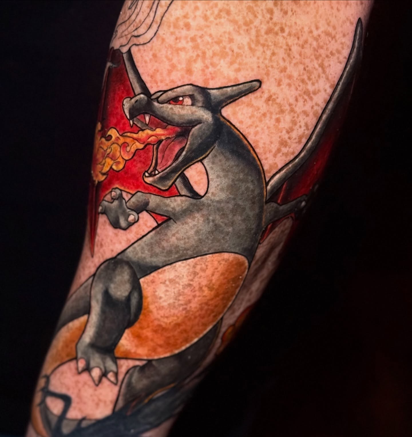 Dragon American traditional tattoo on the forearm by Cheyenne Ciera Goulish, Warren, Ohio