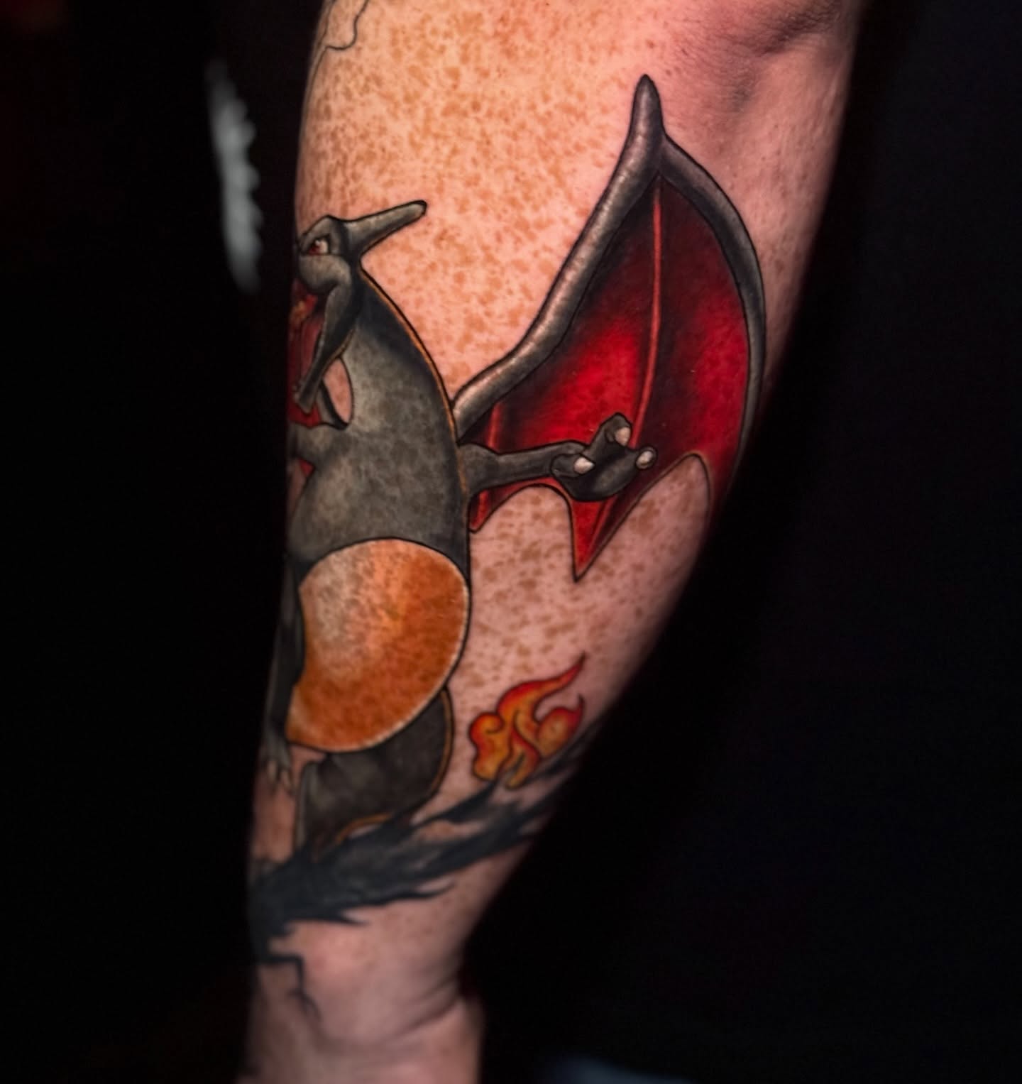 Dragon dotwork tattoo on the forearm by Cheyenne Ciera Goulish, Warren, Ohio