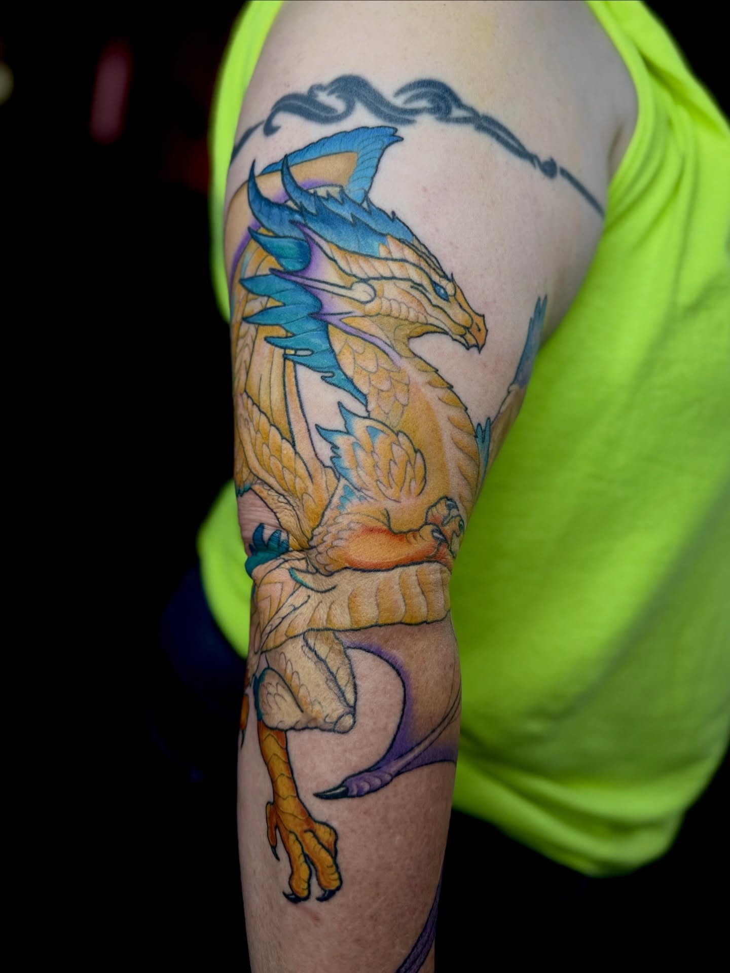 Dragon dotwork tattoo on the forearm by Emersyn DeLuna