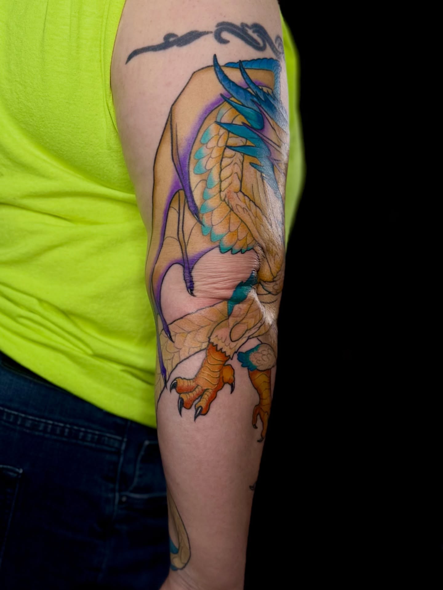 Dragon new school tattoo on the forearm by Emersyn DeLuna