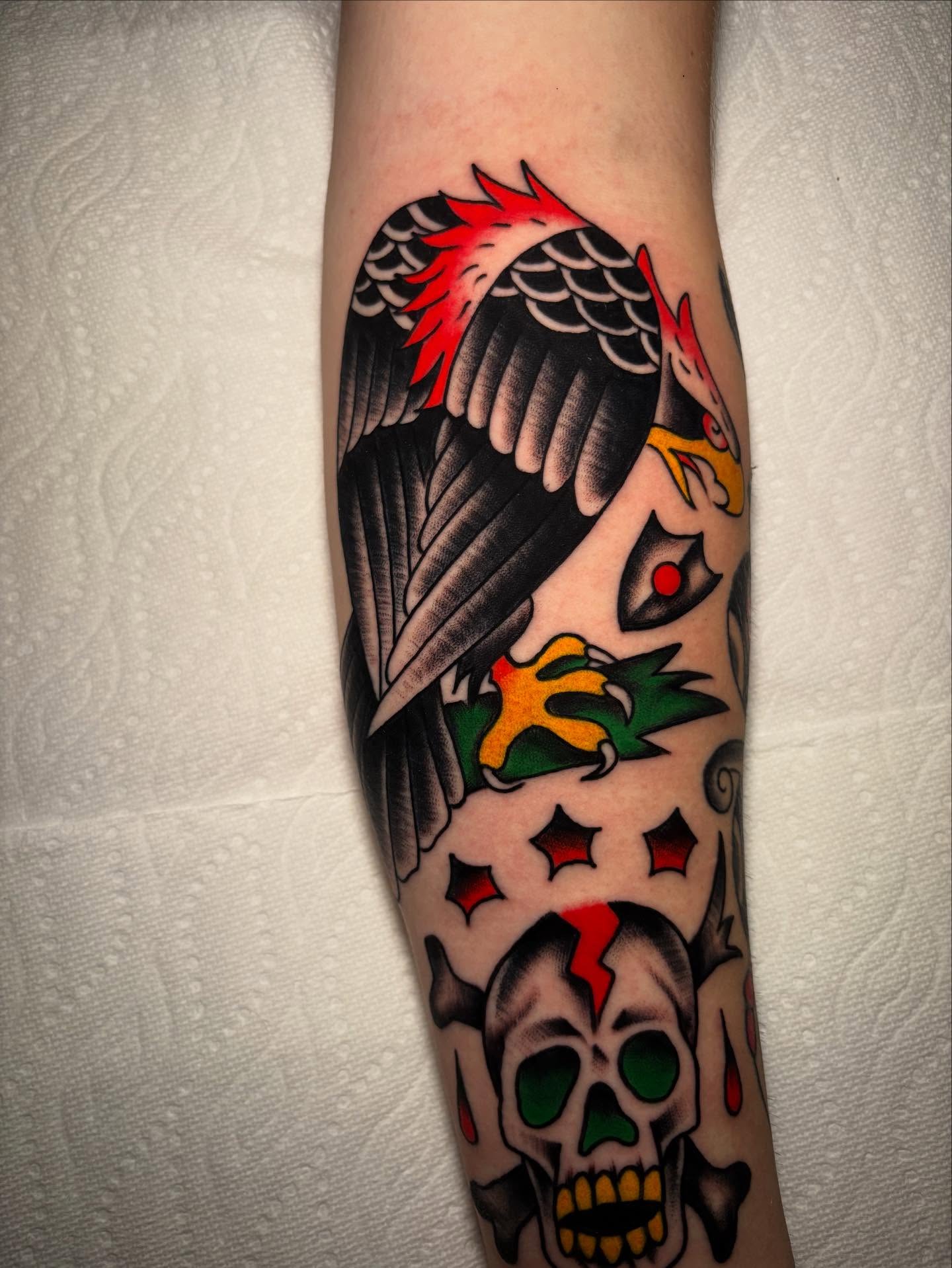 Tattoo by @chemical_adhesive — american_traditional, trash_polka