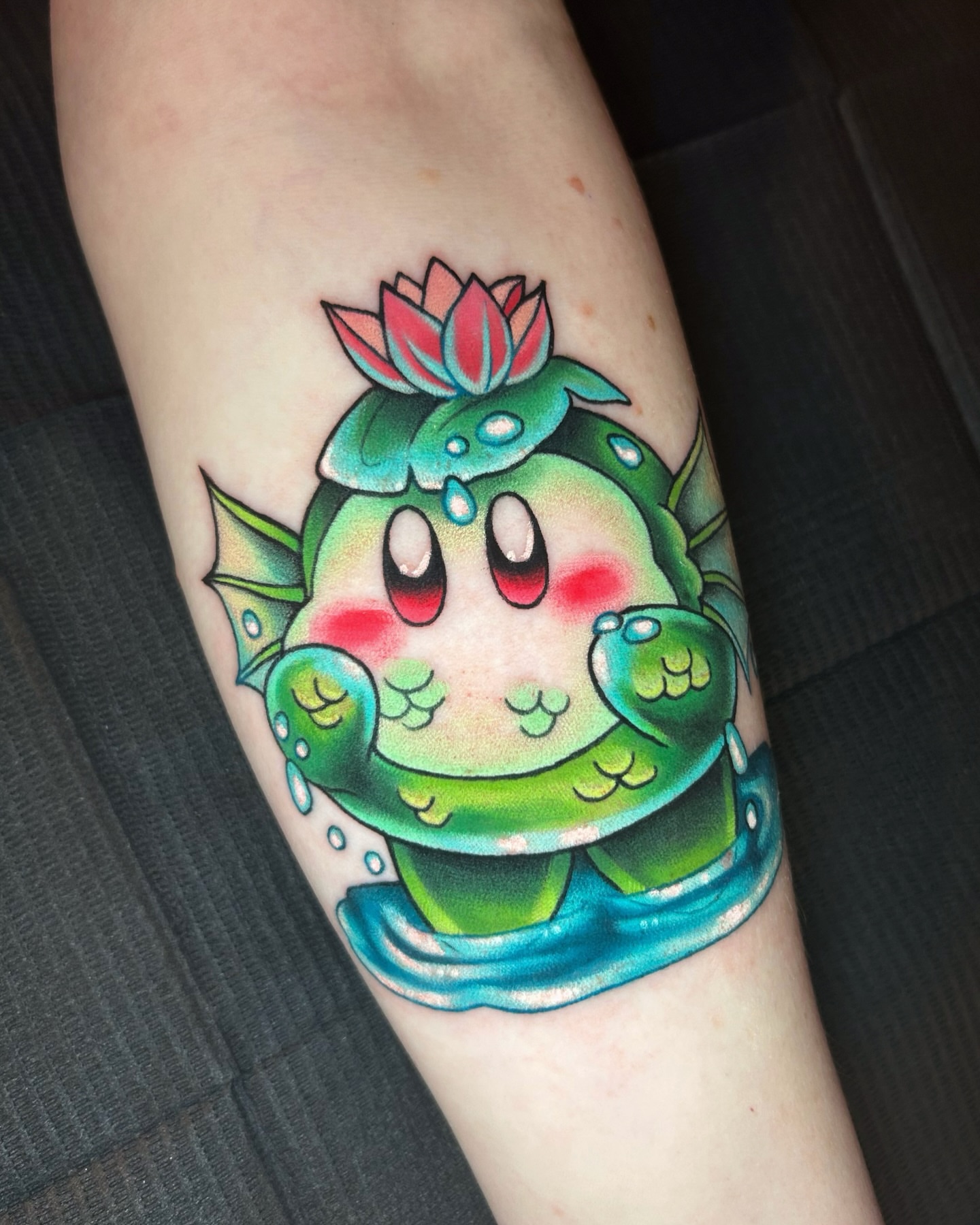 Turtle American traditional tattoo on the forearm by Zephyr