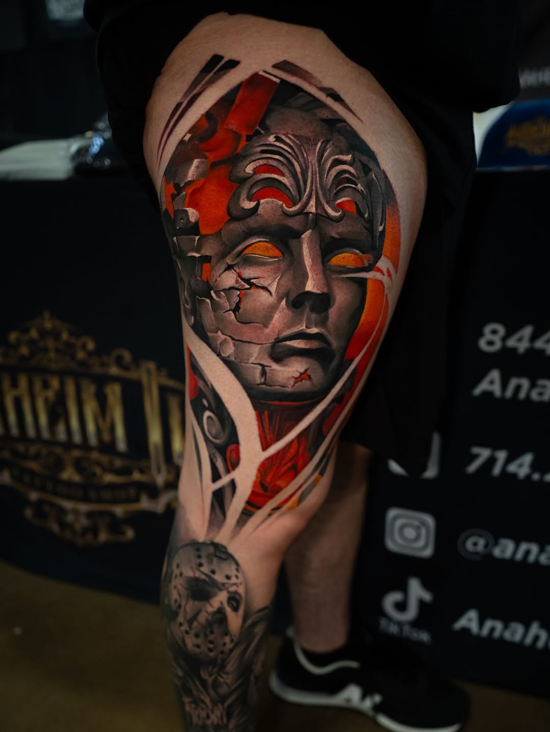 Surrealism tattoo on the thigh by Apolo