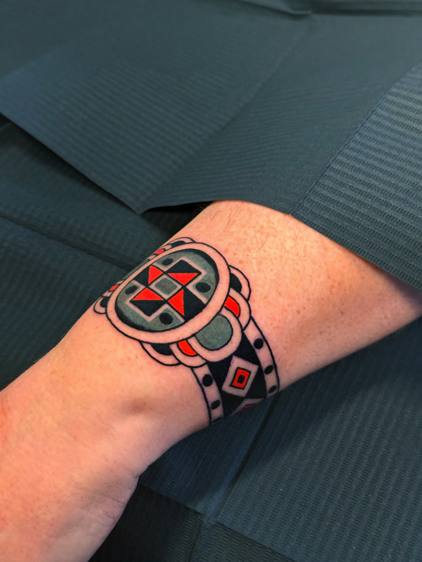 Geometric pattern geometric tattoo on the forearm by A.j. Lingerfeldt, Nashville, Tennessee