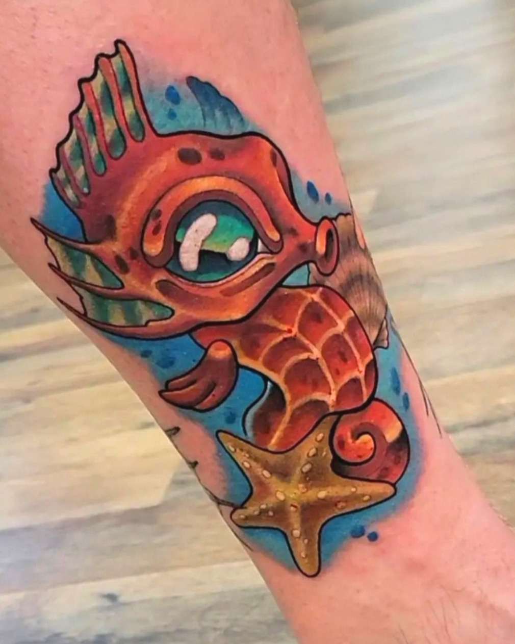 Sea turtle watercolor tattoo on the forearm by Levi Ropp, Findlay, Ohio