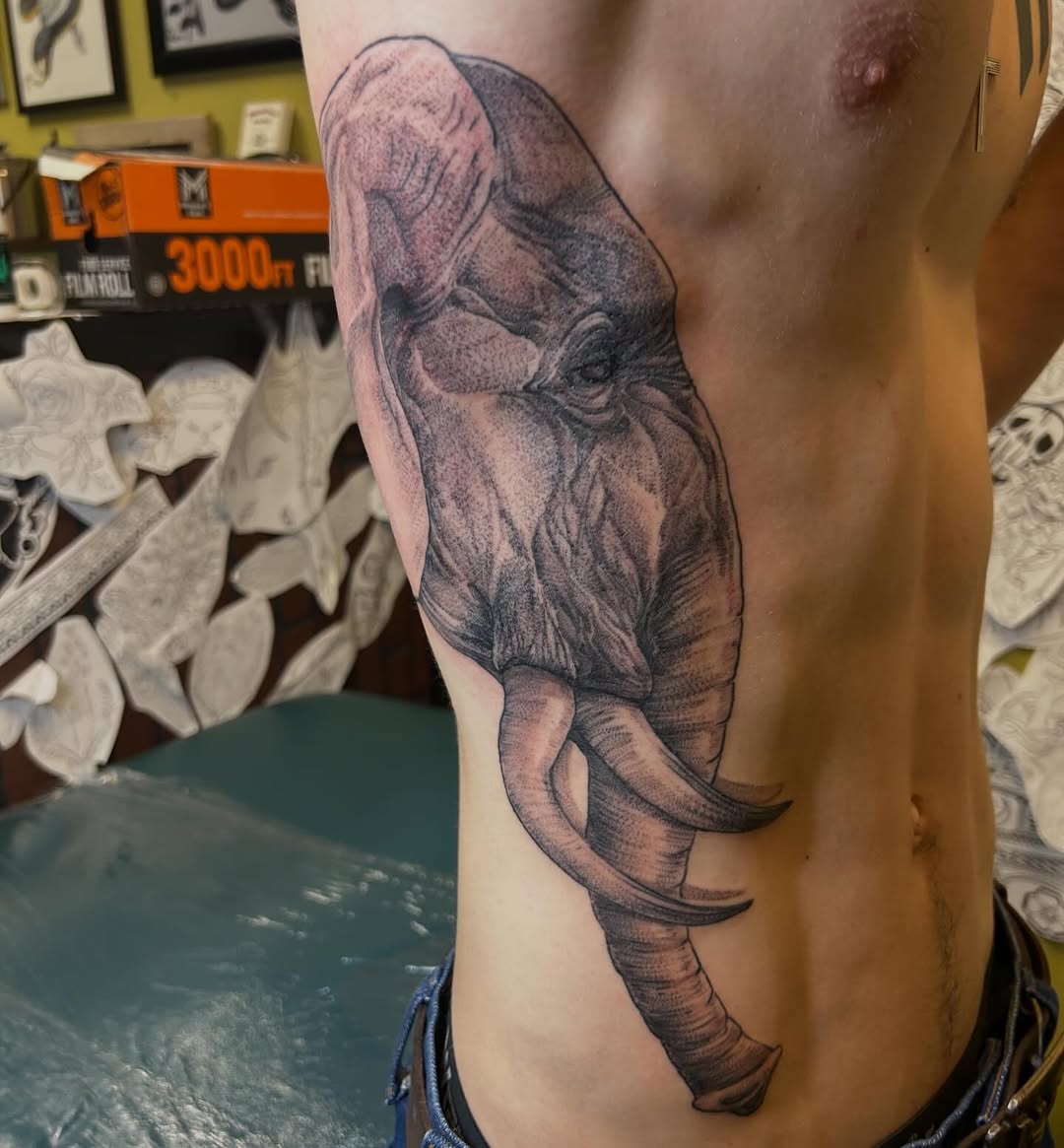 Tattoo by @izeatyerbrainz β realism, black_and_grey