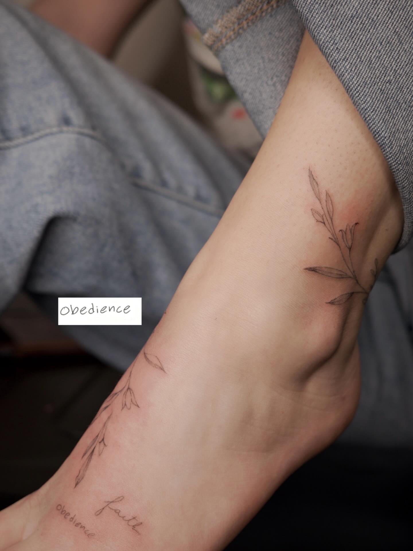 Branch fine line tattoo on the foot by It’s ya girl, KB