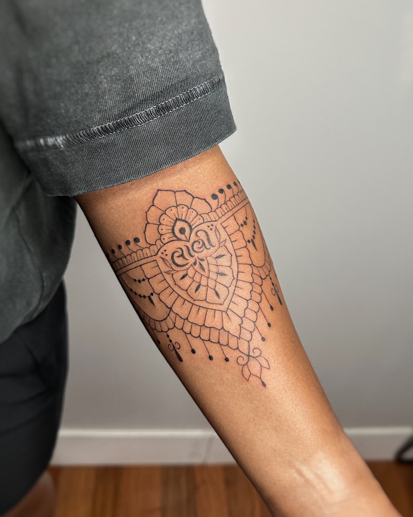 Mandala ornamental tattoo on the forearm by Sabreena Haque