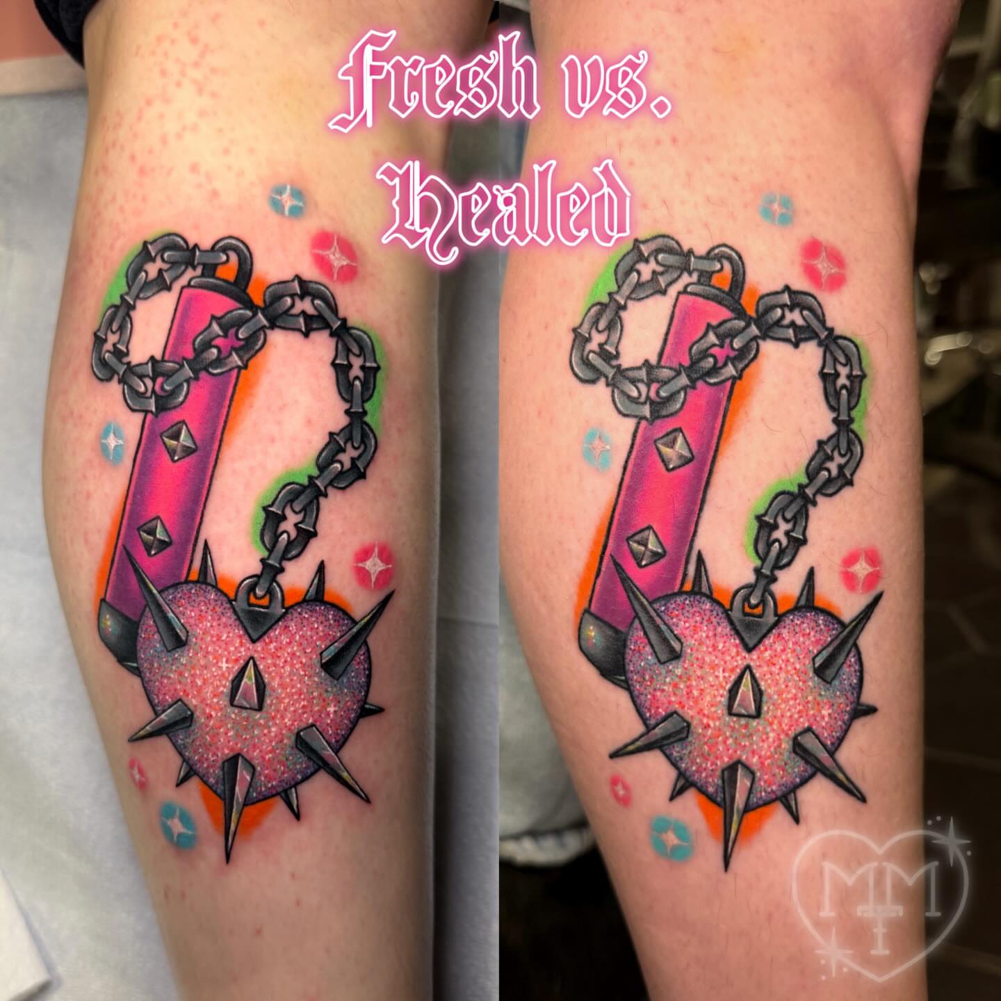 Heart with spikes American traditional tattoo on the forearm by πΈπππππππ πΈππππππππ, Bel Air, Maryland