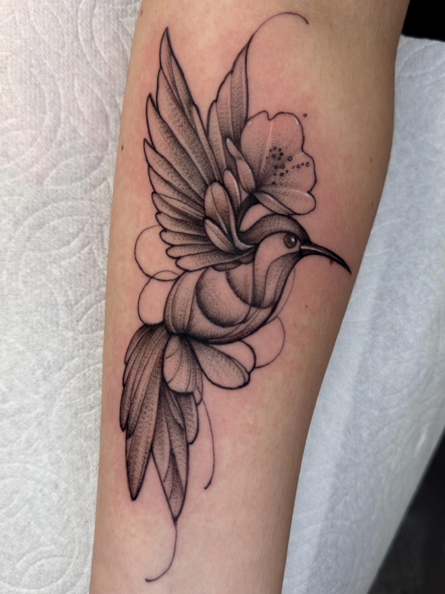 Tattoo by @thegabah — dotwork, black_and_grey