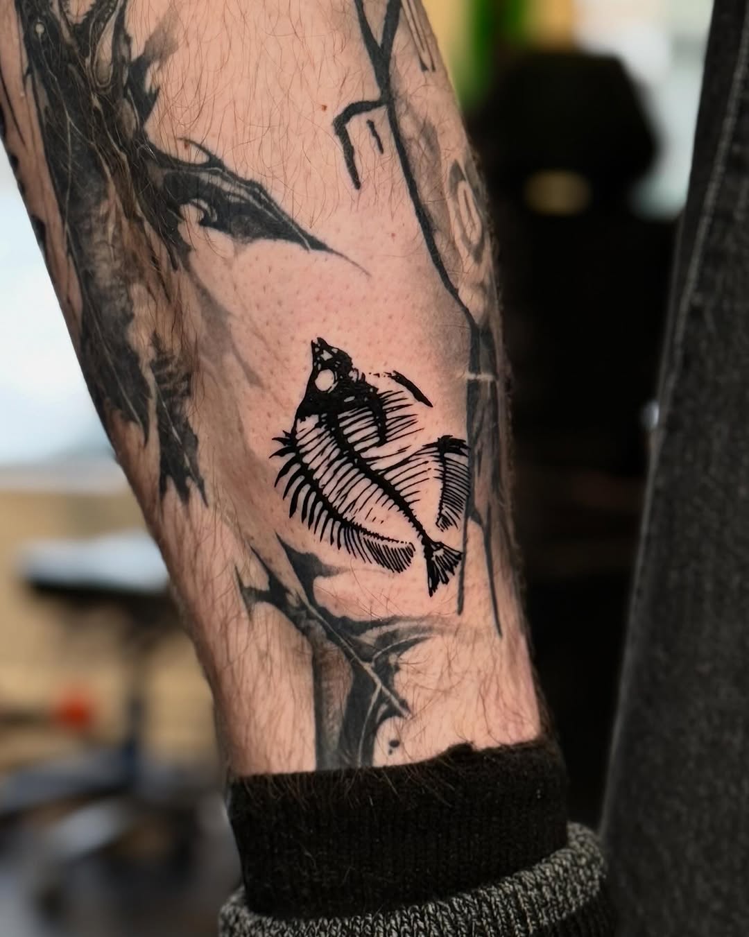 Fish skeleton realism tattoo on the forearm by Scott!!!