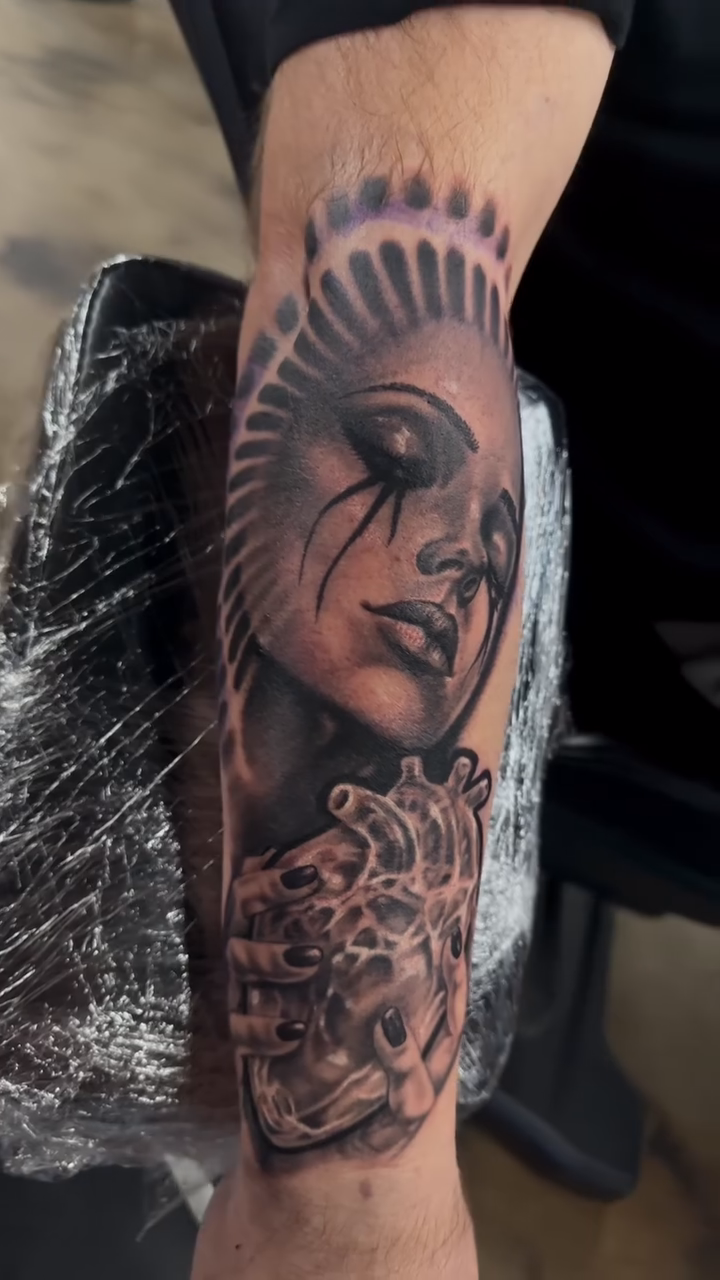Tattoo by @pyramidofink β dark_realism, black_and_grey