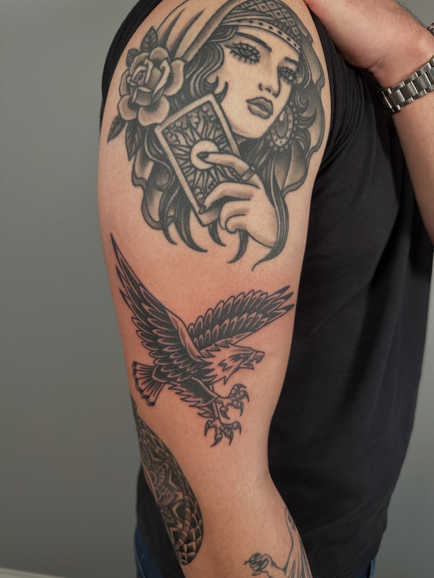 Tattoo by @cheeto_g_art_ — american_traditional, black_and_grey
