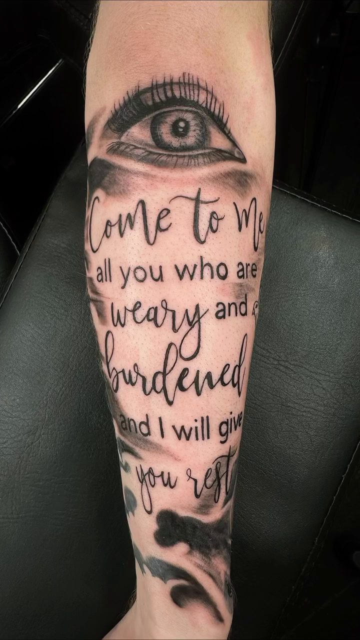 Tattoo by @colinmohamed — black_and_grey, lettering_script