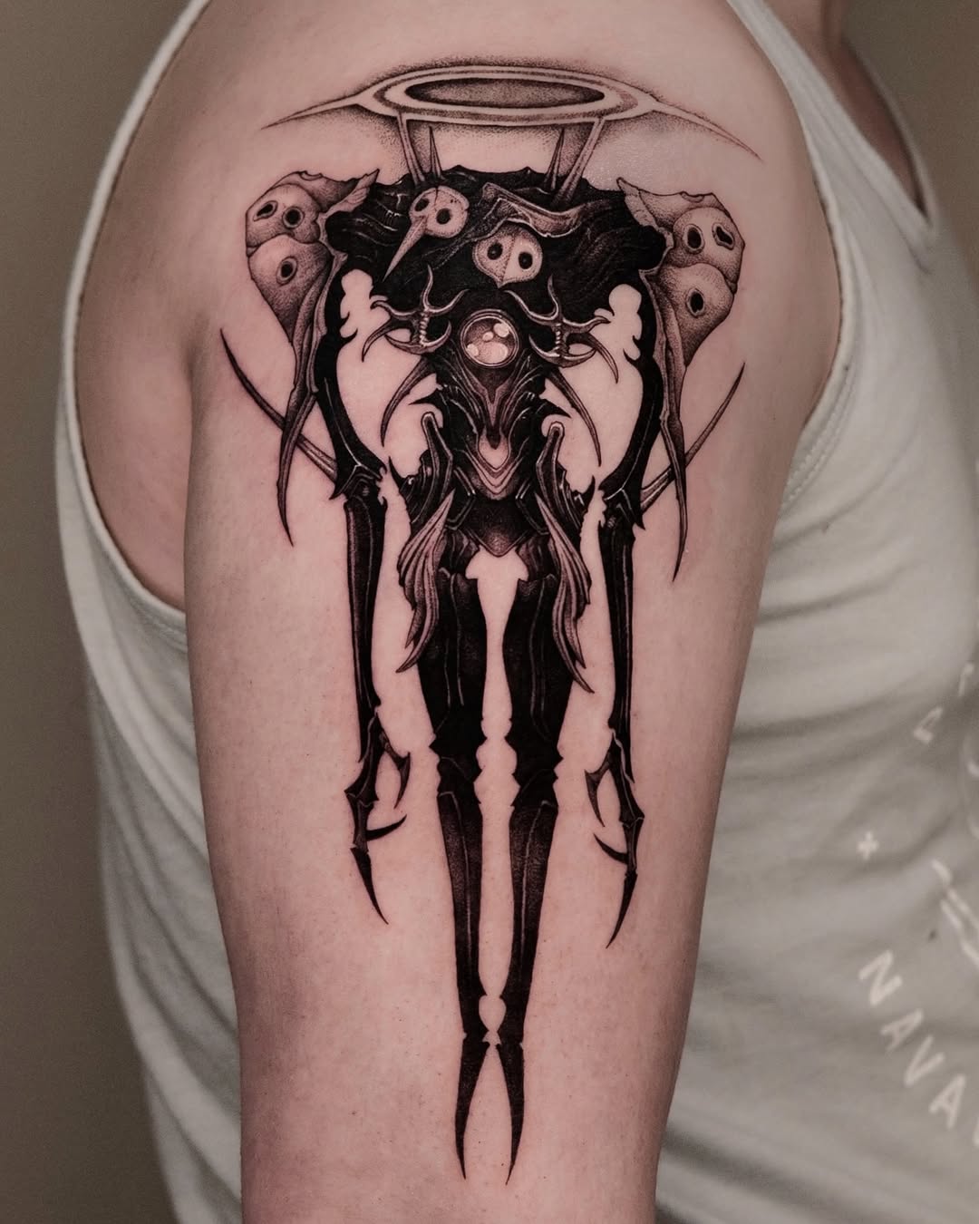 Tattoo by @47volt — blackwork, dark_realism