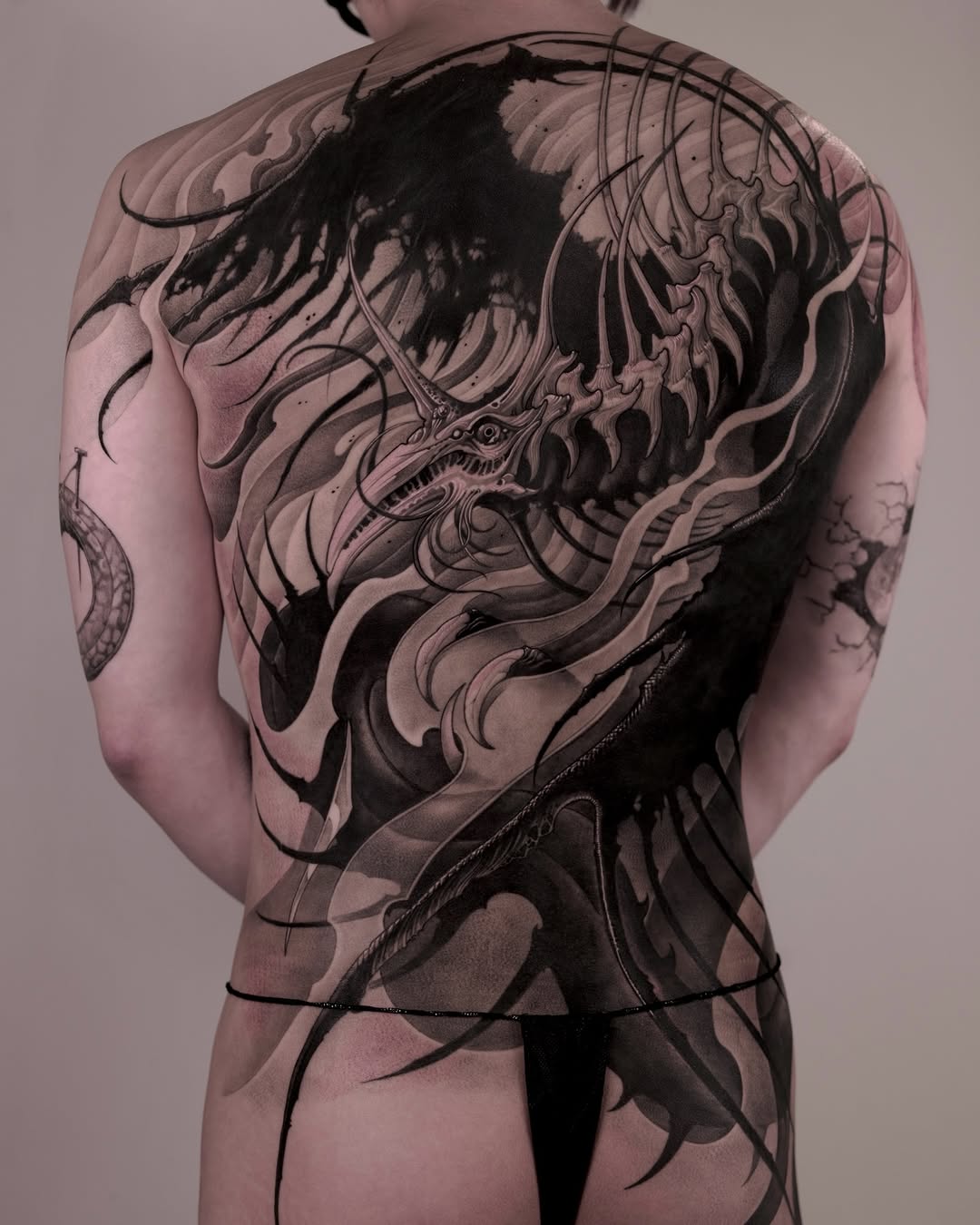 Tattoo by @47volt — black_and_grey, dark_realism