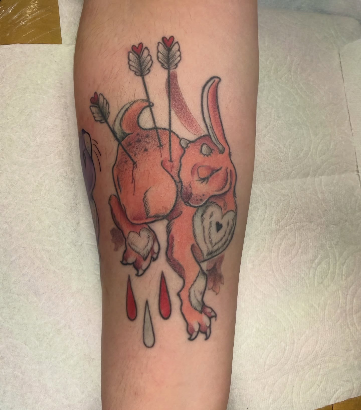 Bull with arrows dotwork tattoo on the forearm by Maia Papaya Tattoos 🐝 Olympia Tattoo Artist